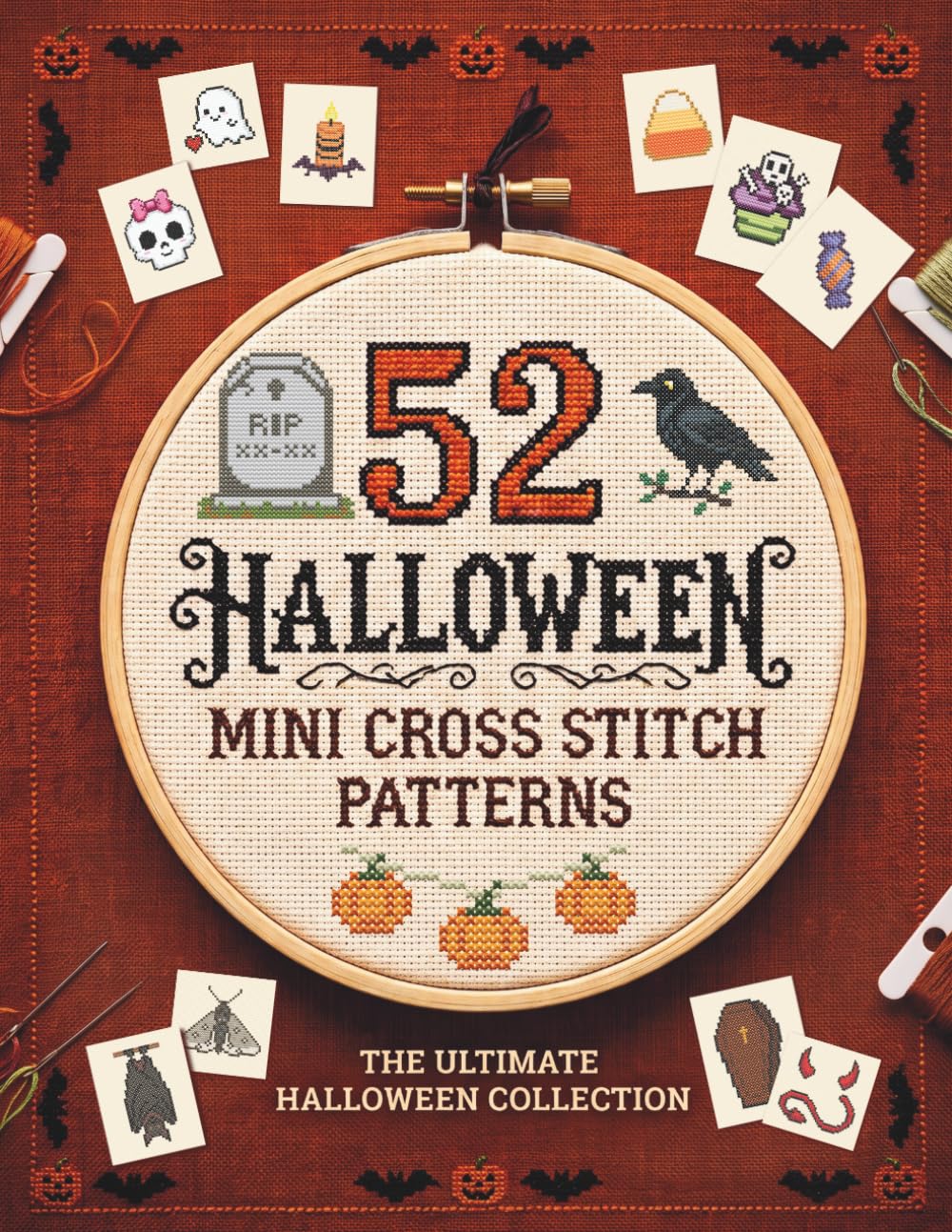 52 Mini Halloween Cross Stitch Patterns: Easy Beginner Charts for Spooky Ghosts, Pumpkins, Bats & More