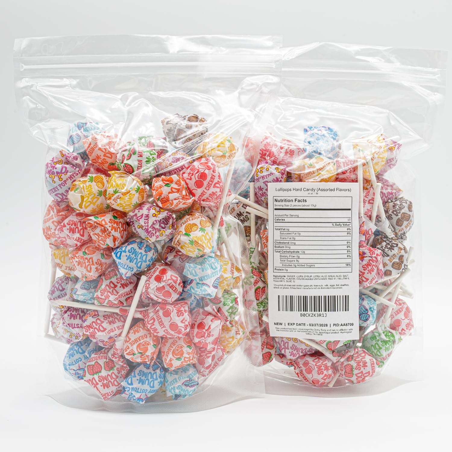 DUM DUMS Lollipops 1 lb – Suckers Hard Candy, Gluten Free, Individually Wrapped Pops (62 Pieces)