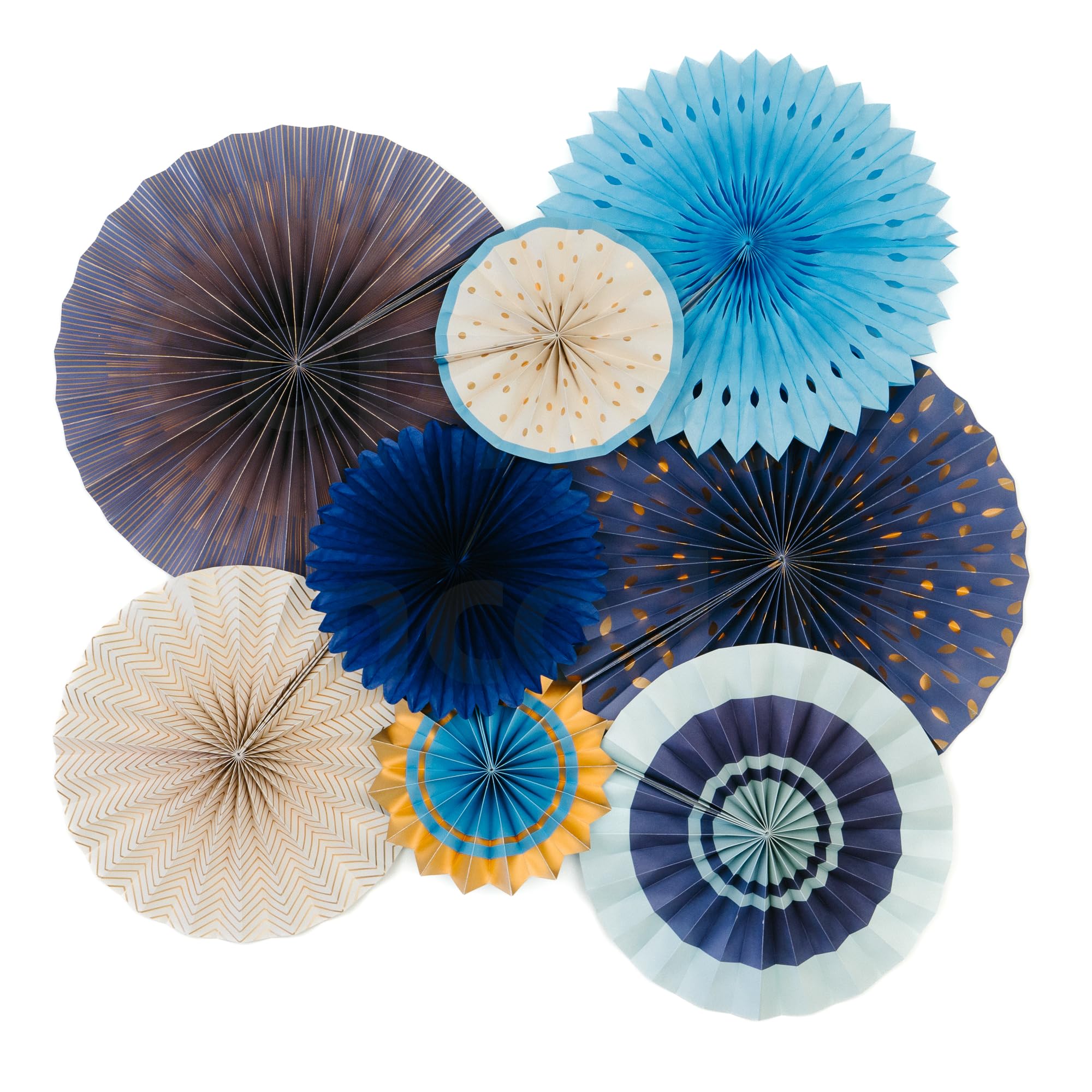 PapaKit Origami Wall Decoration Set (8 Assorted Round Paper Fans) Birthday Party Baby Shower Wedding Events Decor | Creative Art Design Pattern (