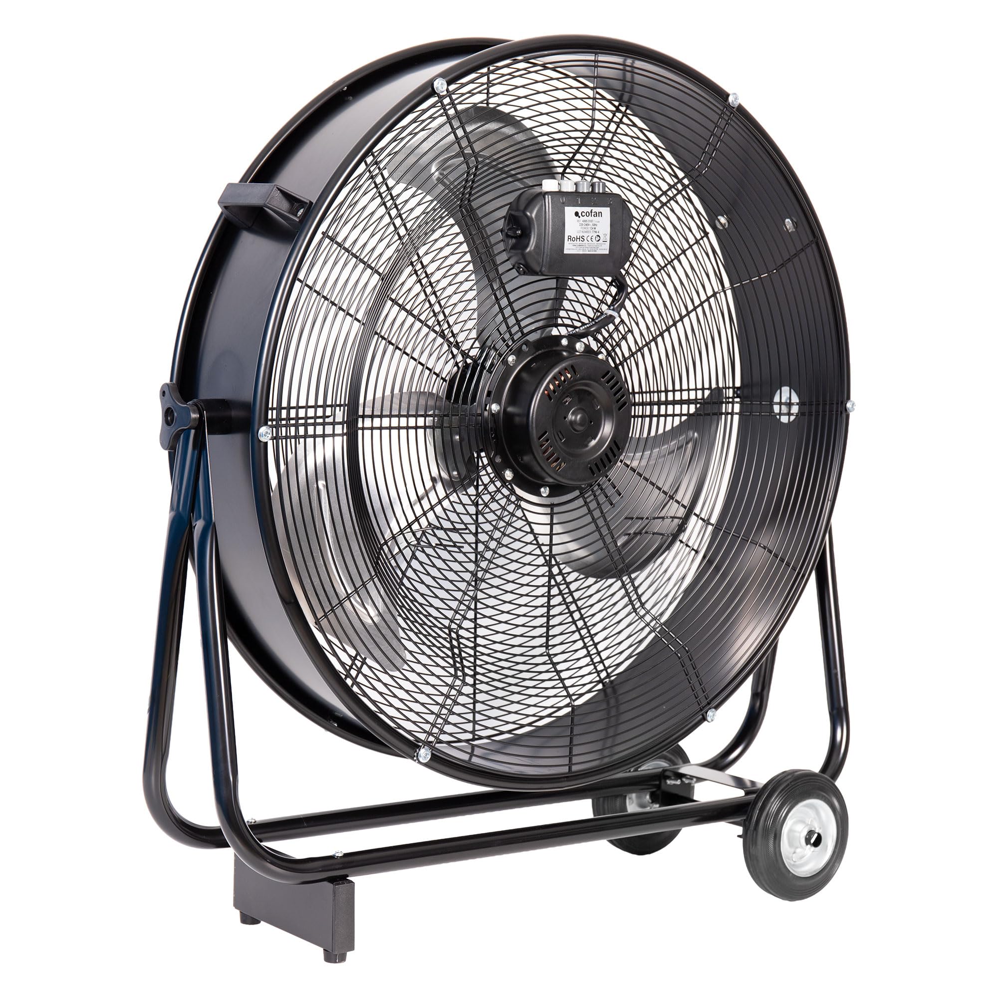 Cofan Ventilador Industrial de Suelo 200 W, 75 cm, 3 Velocidades, 3 Aspas de Aluminio de Alta Resistencia, con Ruedas, sin Asas, Motor Potente, Color Negro