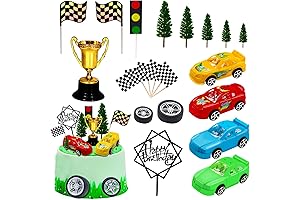 MEMOVAN Racing Car Cake Decorations – 38-Piece Set for Boys' Racing Car Theme Birthdays