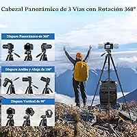 Vista 4 de JOILCAN Trípodes para cámara, trípode de 74 pulgadas para grabación de video, cámaras de alta resistencia, trípode DSLR de viaje profesional