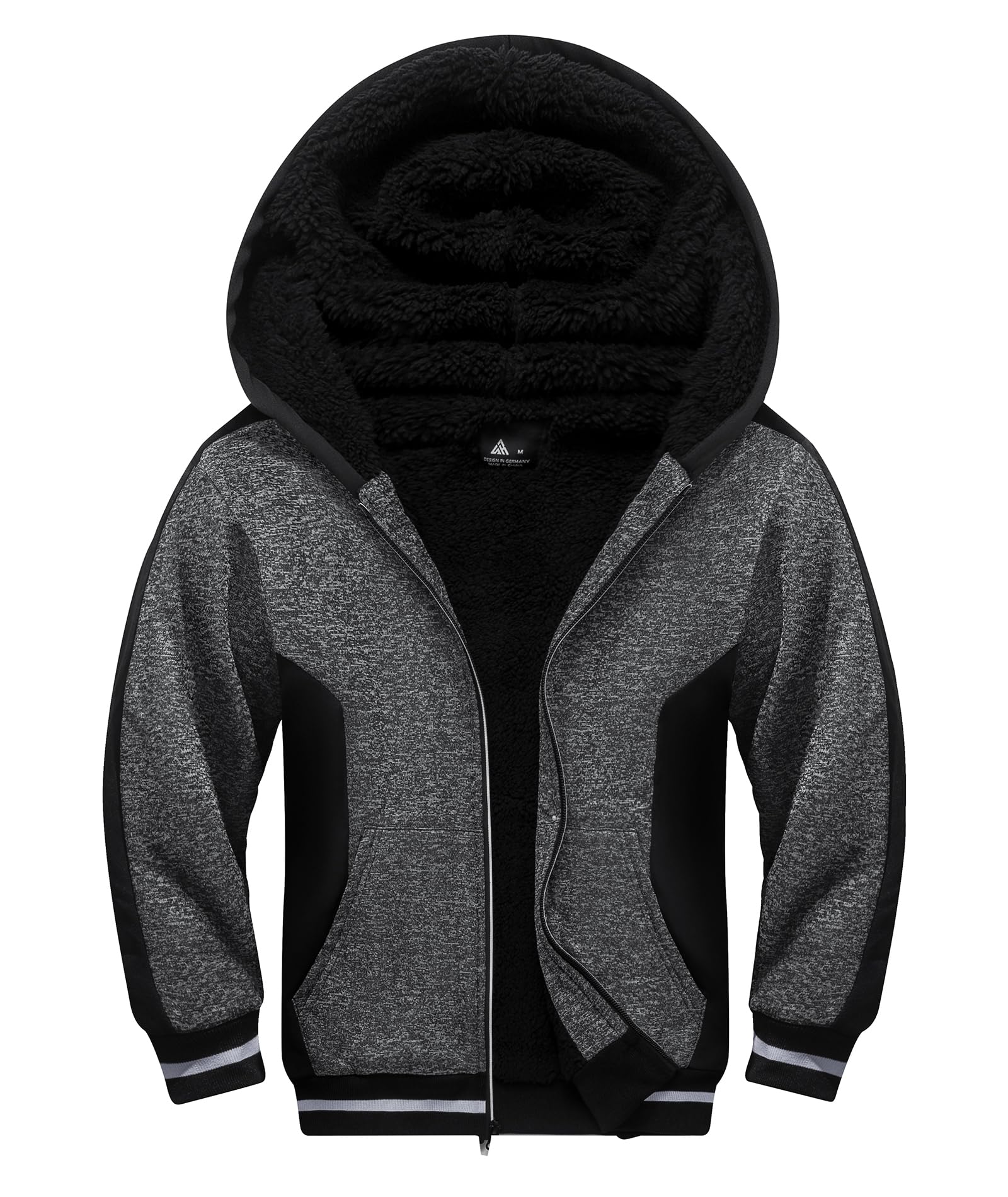 Boys Hoodie Zip Up Fleece Lined Jacket Kids Warm Sherpa Hooded Sweatshirts