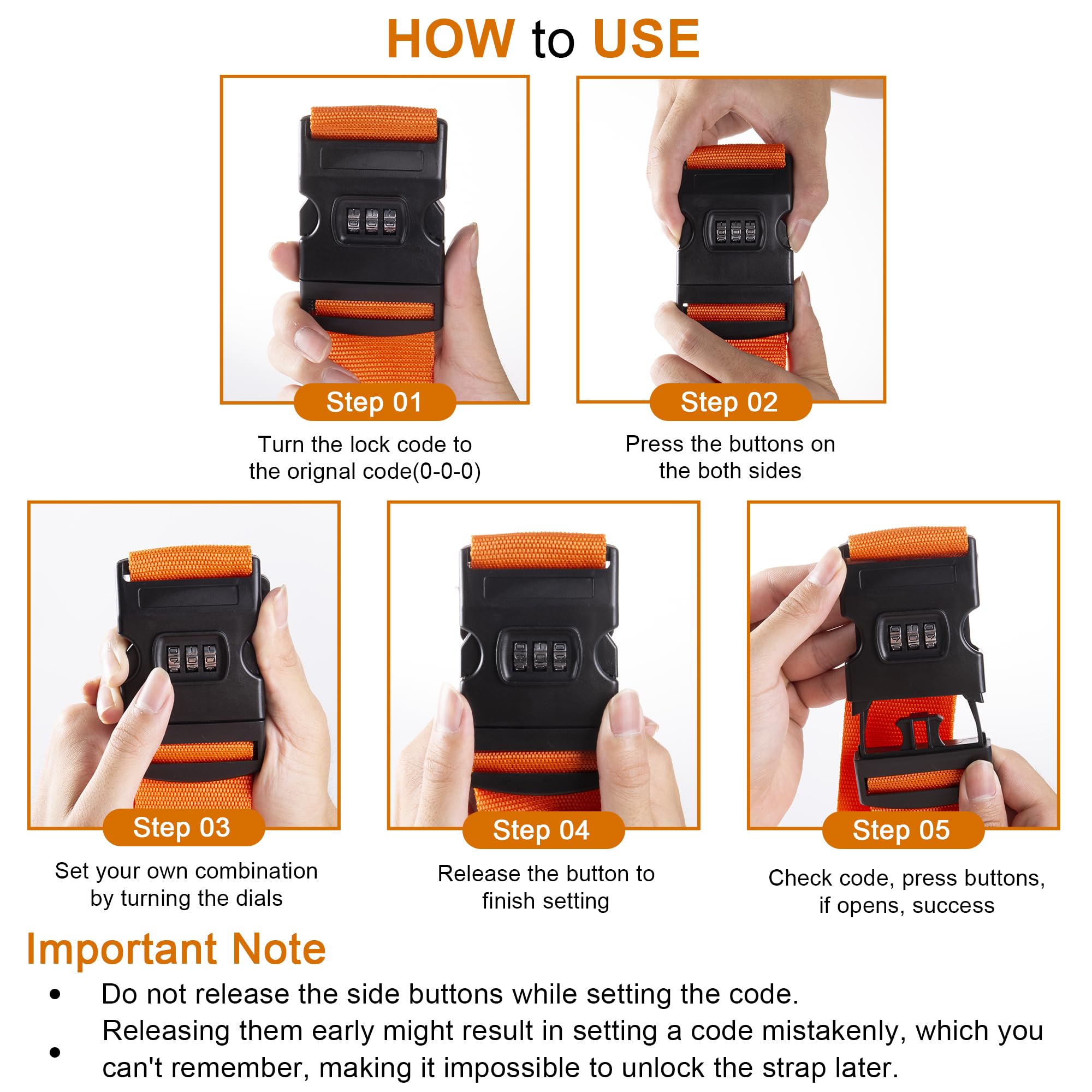 FIVEAN Lot De 4 Sangles De Bagage Réglables En Polypropylène