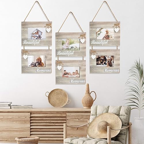 Miniatura 6 de Beautiful Memories - Marco de fotos rústico para colgar dos fotos de 4 x 6 pulgadas. Empaquetado para inspirar y deleitar, decoración de casa de