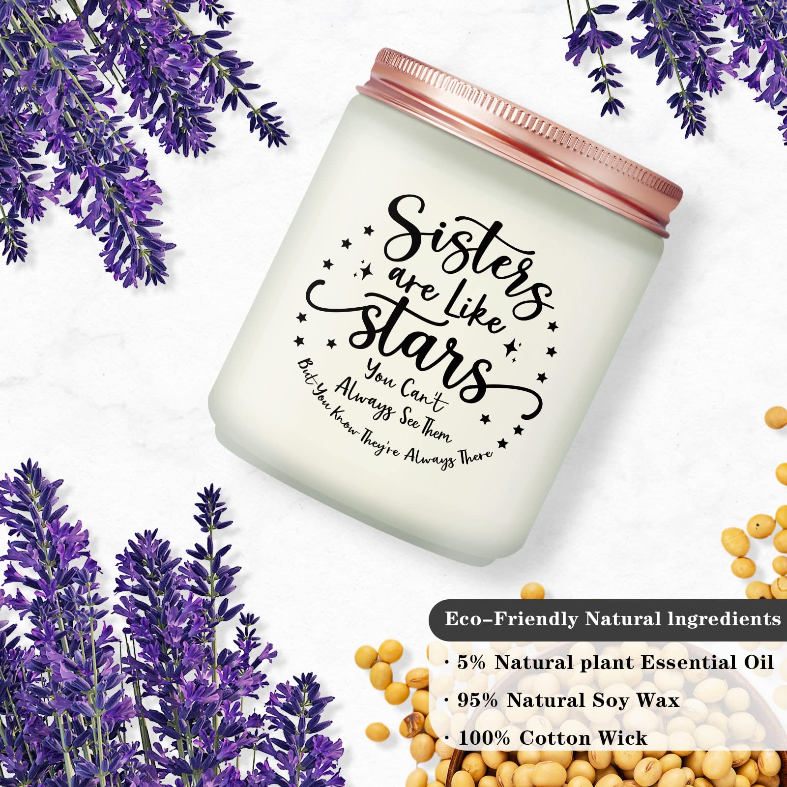 Maybeone Sisters are Like Stars Prezenty – prezenty dla sióstr od siostry – świeca zapachowa lawendowa prezenty dla siostry – Boże Narodzenie, Dzień Matki, prezenty urodzinowe dla siostry od brata