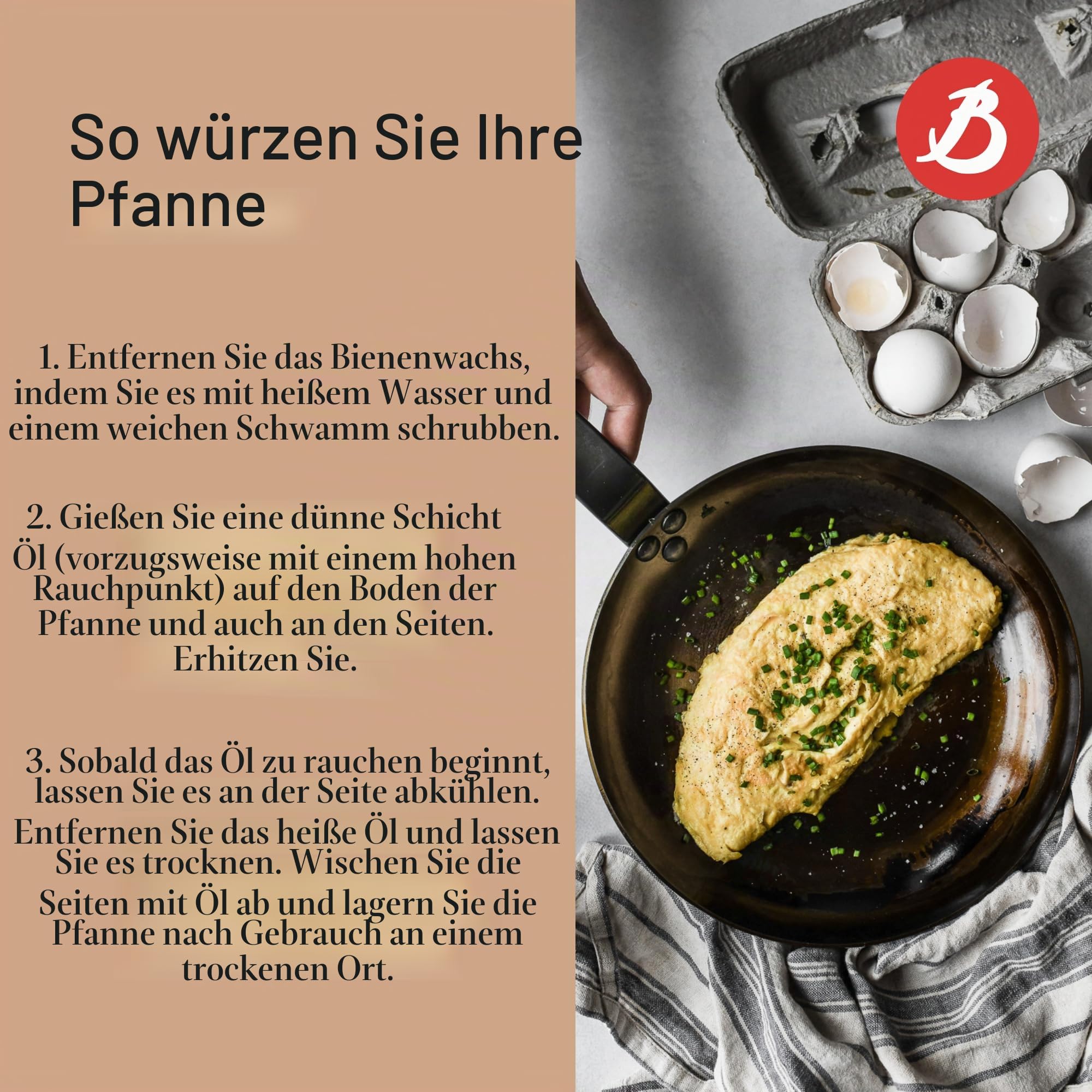 De Buyer - Pfanne MINERAL B aus Stahl mit Henkel - 36 cm - 5610.36 – Bild 5