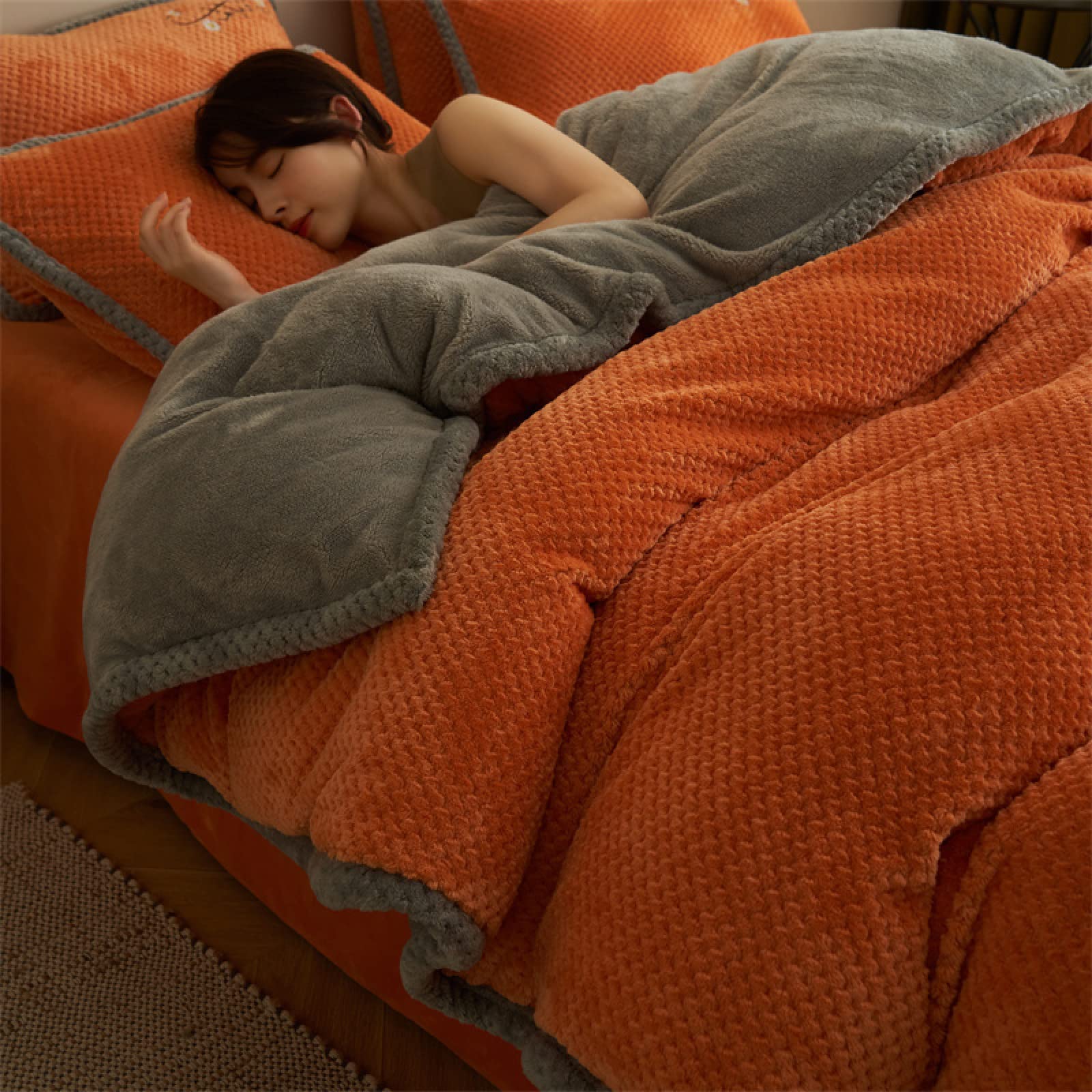 TGPOLI Colcha Cama 150 O Cama 135,Funda NóRdica Reversible De Forro Polar,Forro Polar De Coral De Invierno MáS Funda De EdredóN De Terciopelo, Ropa De Cama, Manta, Madre E Hija