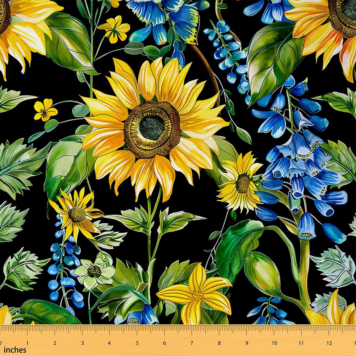 Feelyou Flower Fabric by The Yard 3 Yards Sunflower Decorative Waterproof Outdoor Fabric Botanical Floral Print Upholstery Fabric for Chairs Rustic