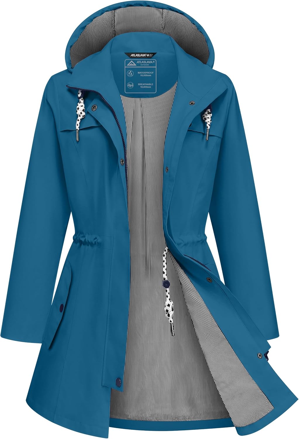 Rain Jacket Women Waterproof Long Lightweight Raincoat Hooded Windbreaker Outdoor Trench Coat S-3XL