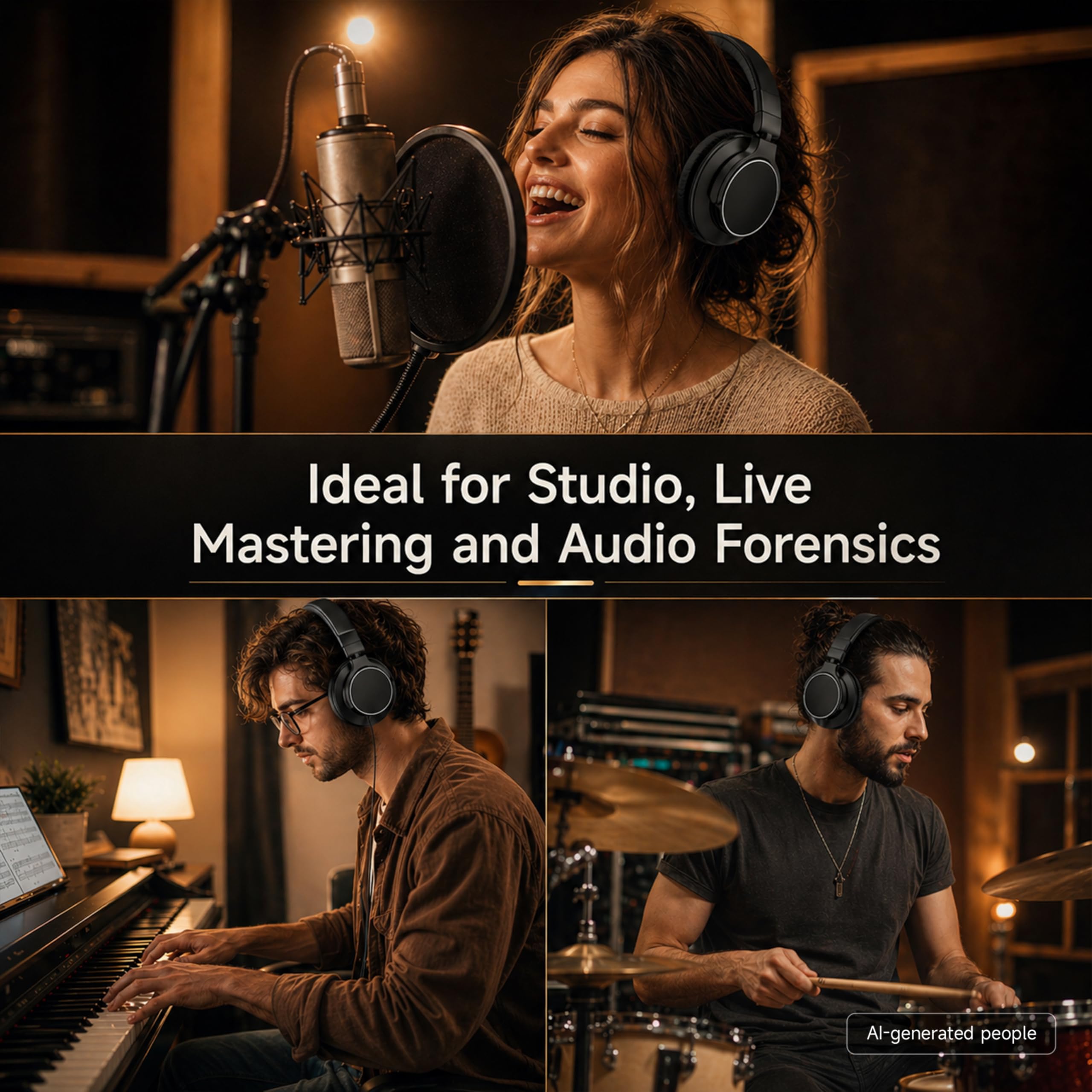 syndesmos Cuffie Bluetooth over-ear wireless, per monitor da studio e DJ, con driver da 50 mm, durata di riproduzione 100 ore, jack audio cablato da 0,25 pollici a 3,5 mm per mixaggio, registrazione