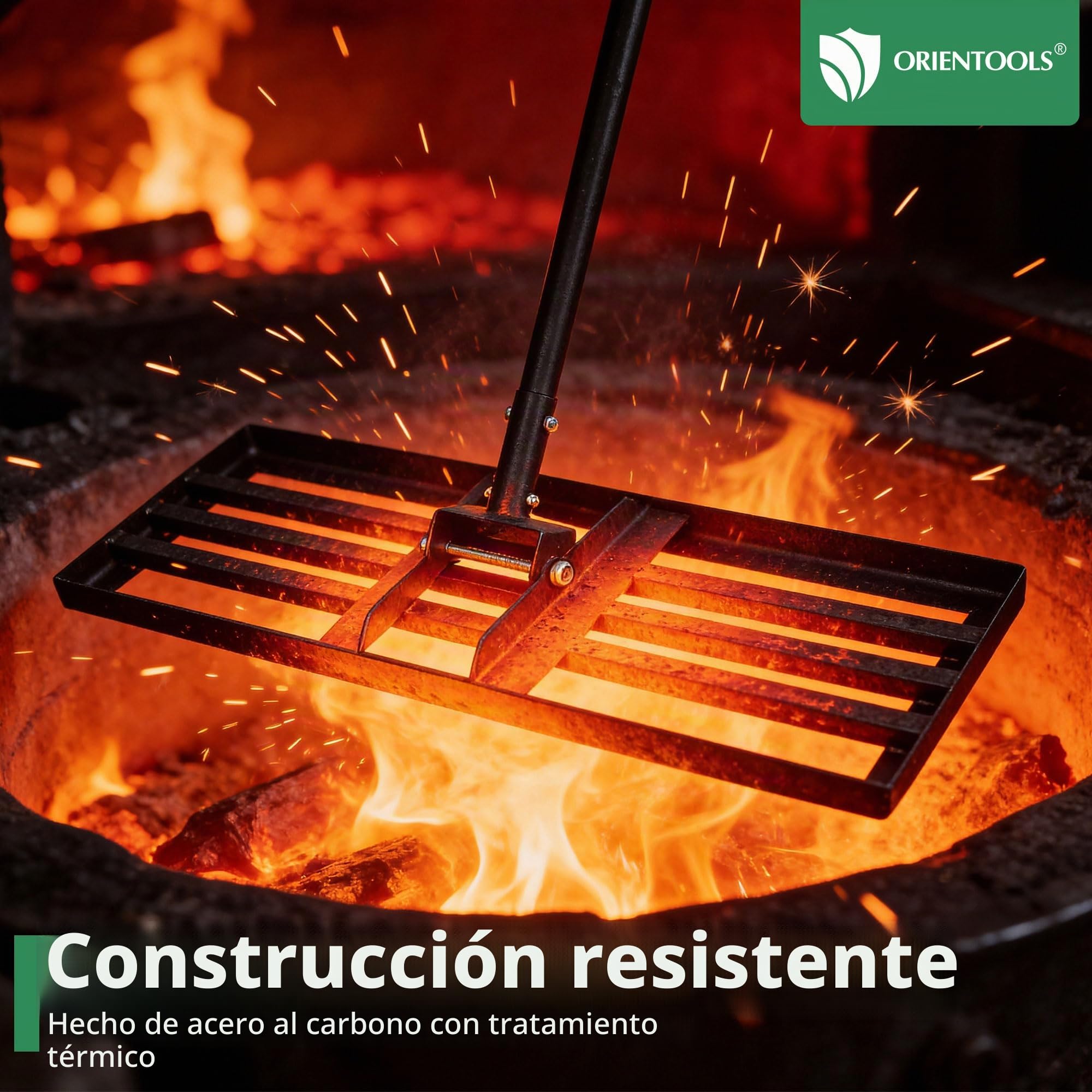 ORIENTOOLS Rastrillo nivelador de césped, 44 cm de ancho x 206 cm de alto, negro, 4,9 kg