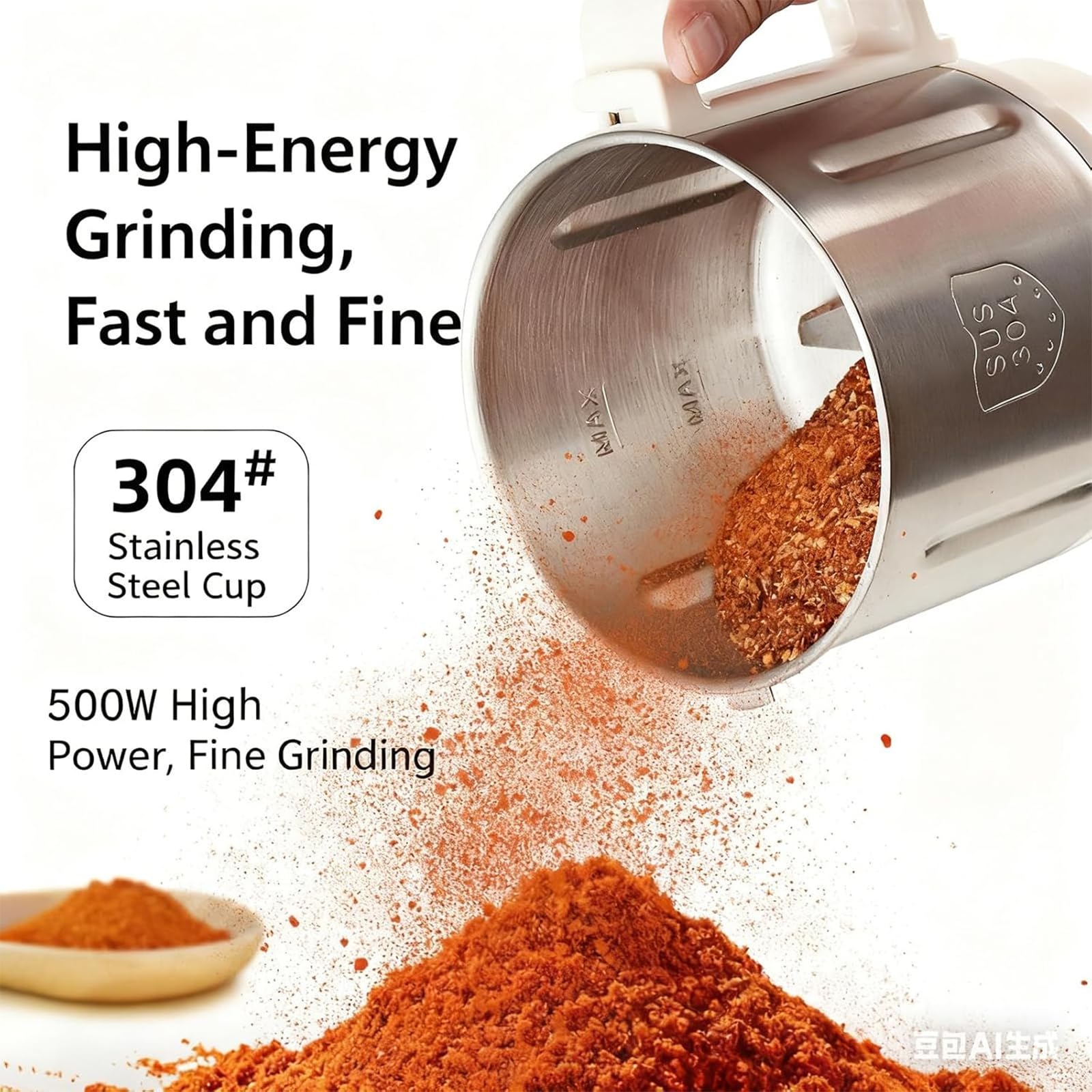 Premium Electric Spice and Grain Grinder 26000 RPM Miska ze stali nierdzewnej Regulowana grubożność Szybkie frezowanie orzechów kawy Zioła łatwe do czyszczenia kompaktowa konstrukcja