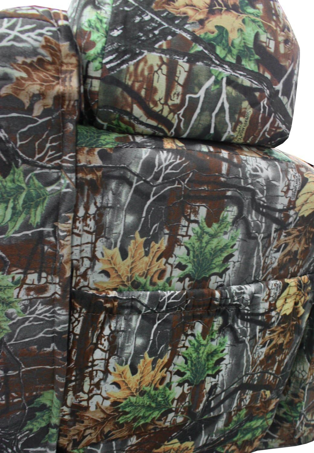 Front 40/20/40 Split Bench Seats, CalTrend Camouflage Seat Covers for 2004-2008 Ford F-150|Lincoln Mark LT Hunter Camouflage Insert and Trim