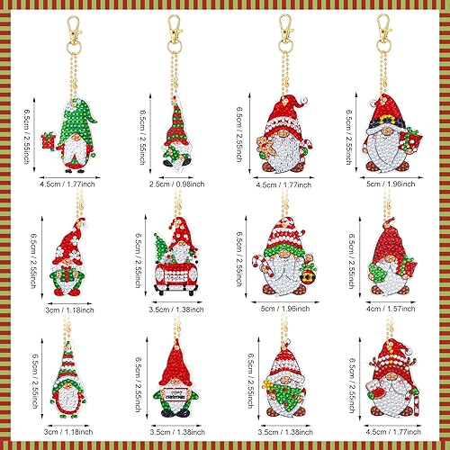 Miniatura 2 de Kit de 24 llaveros de pintura de diamantes 5D, adornos de llavero de diamantes para colgar en 5D, llavero de diamantes de imitación para