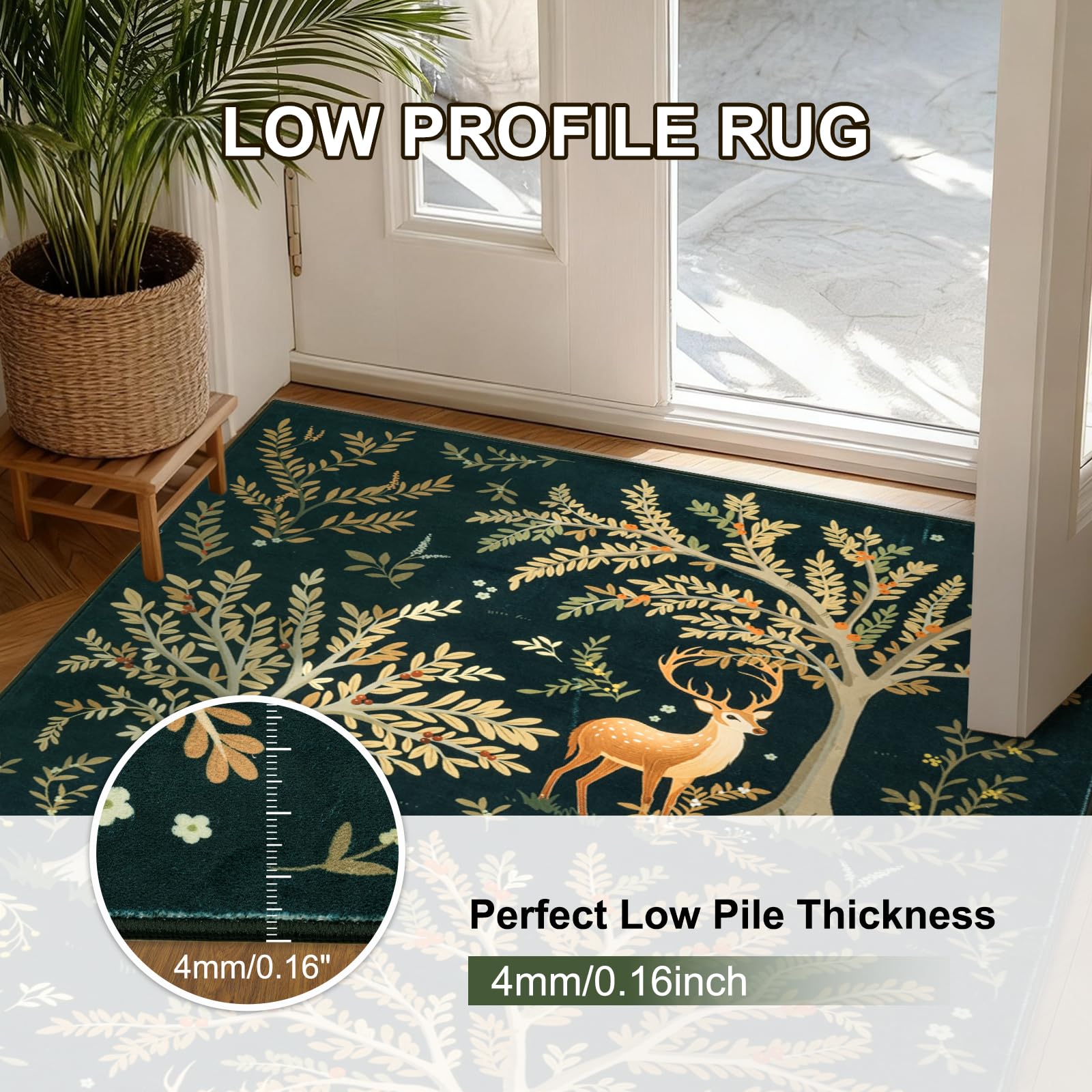 MOSISO Tapis Lavable 121 x 182 cm pour Salon,Vert