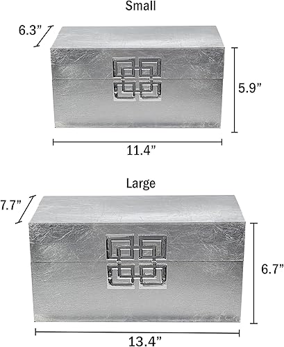 Miniatura 8 de Galt International Juego de caja de almacenamiento decorativa con tapa con bisagras, diseño clásico, cajas de decoración de madera con cierre