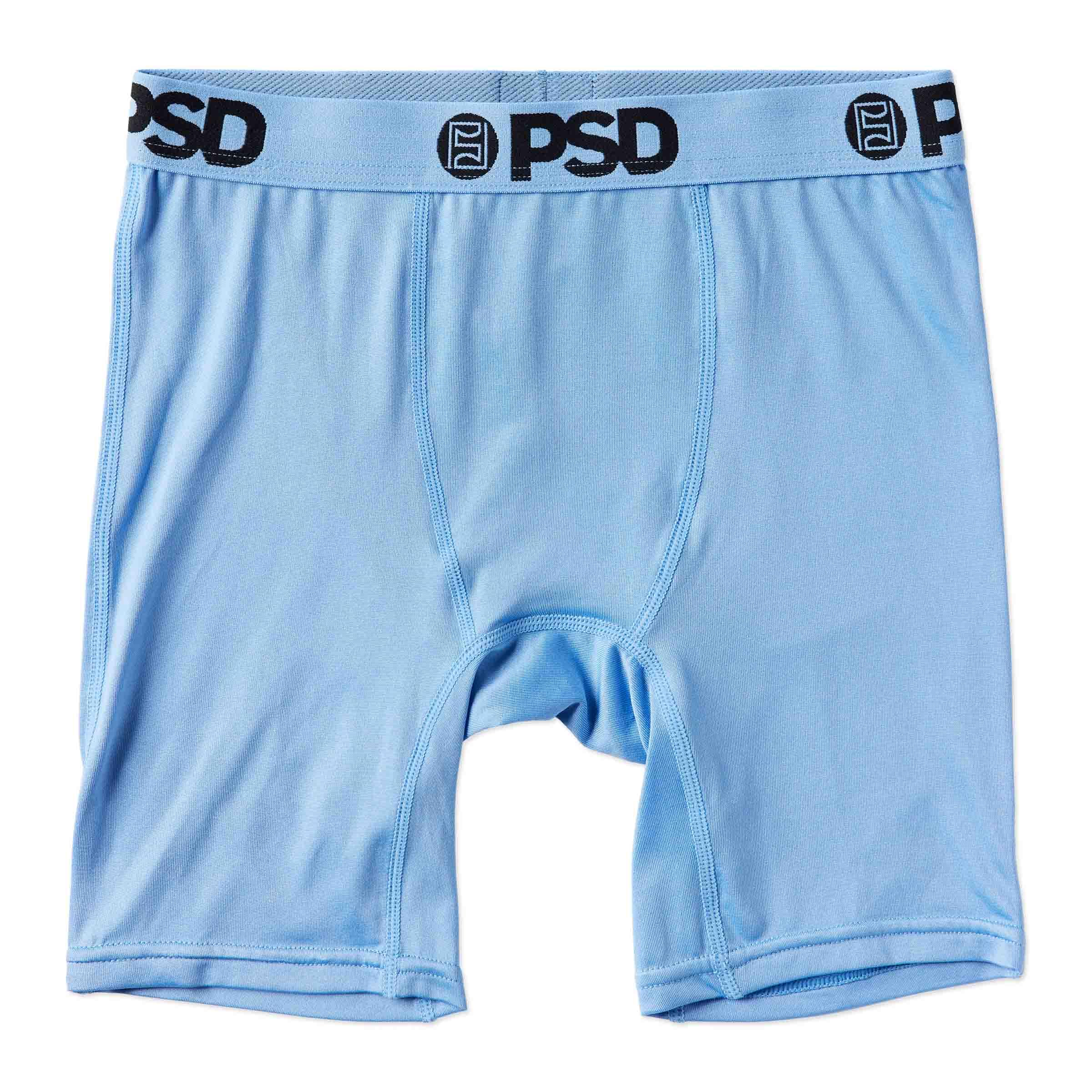 PSD Youth Boy's Underwear - NC Blue Solid Youth Boxer Briefs with Fun Print Designs - Comfortable Boxers for Boys, Medium