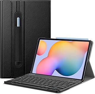 Fintie Keyboard Case for Samsung Galaxy Tab S6 Lite 10.4 Inch 2022/2020 Model (SM-P610/P613/P615/P619), Slim Stand Cover with Secure S Pen Holder Detachable Wireless Bluetooth Keyboard, Black