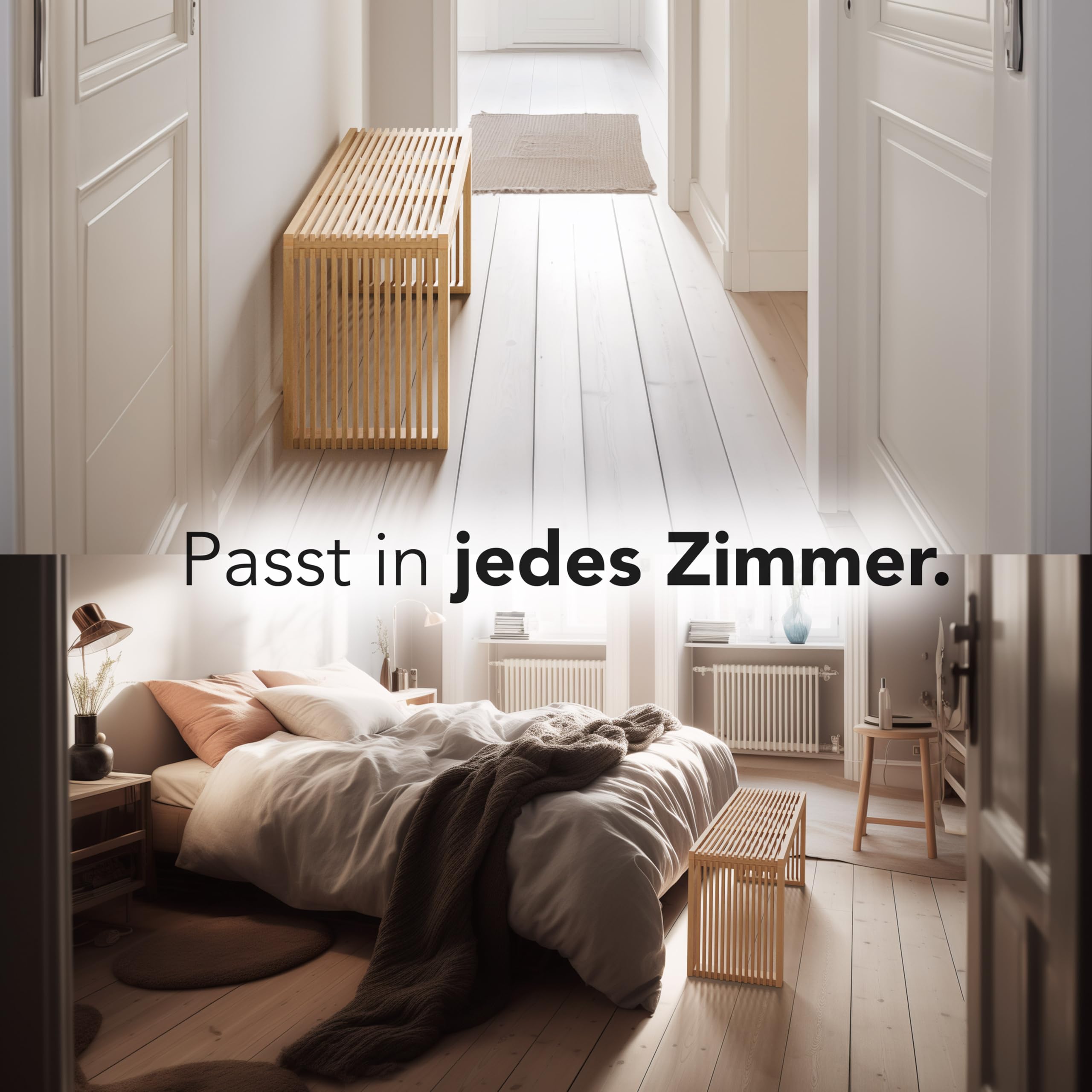 NewHabitat Sitzbank aus Bambus – Stilvolle Sitzbank für Flur, Esszimmer, Schlafzimmer & Badezimmer – Hochwertige Garderobenbank Holz (90x43x33cm)