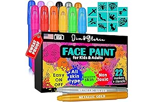 Jim&Gloria Face Paint for Cheerleaders Makeup Kit 12 Colors & Stencils