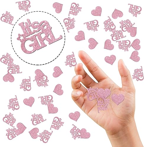Miniatura 3 de It's a Girl Confetti Pink Glitter, decoración de mesa de baby shower, revelación de género, confeti disperso de primer cumpleaños para niña,