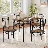 Vista 10 de Vipbear Juego de mesa de comedor de cocina de 4, 5 piezas, juegos de mesa de comedor, juego de mesa de cocina rectangular con 4 sillas para espacios
