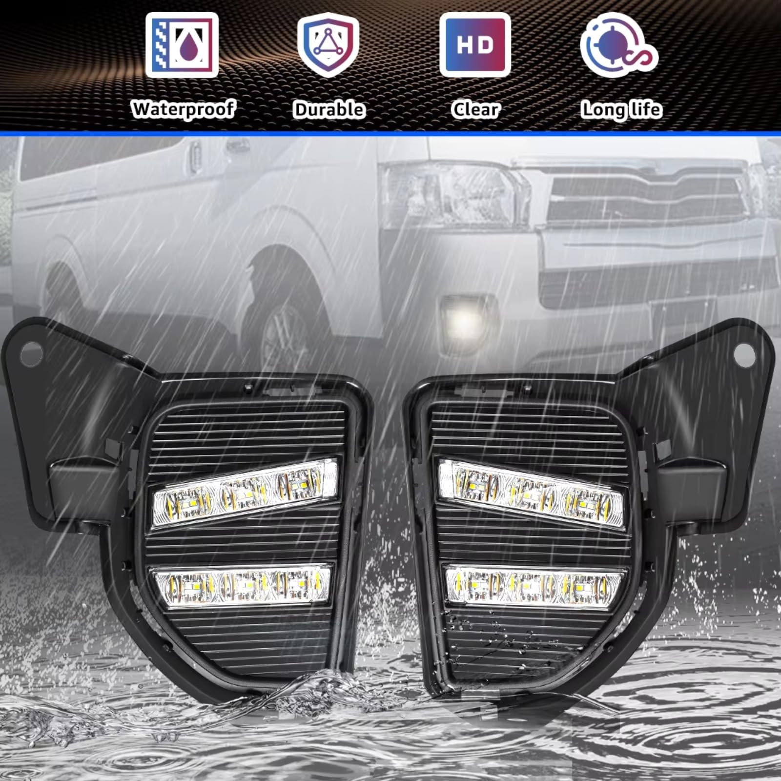 Faros Antiniebla Delantero Para Toyota Para Hiace 2014 2015 2016 Luces diurnas LED DRL Faros delanteros