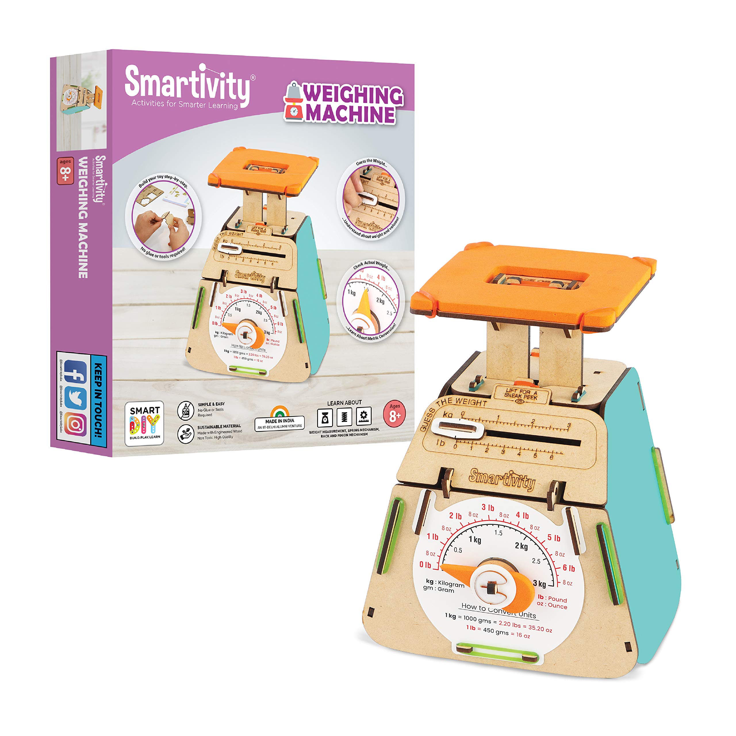Smartivity Weighing Machine STEM Educational DIY Fun Toys, Measure Weight from 250 gm to 3 Kgs, Educational & Construction based Activity Game for Kids 8 to 14, Gifts for Boys & Girls
