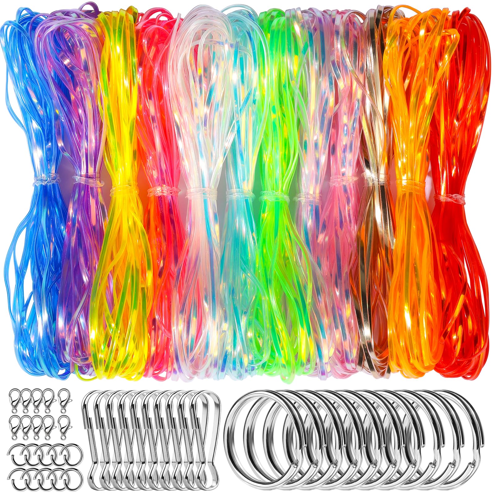 Amazon.com: Fandamei Lanyard String Kit, 12 Laser Colors Plastic String ...