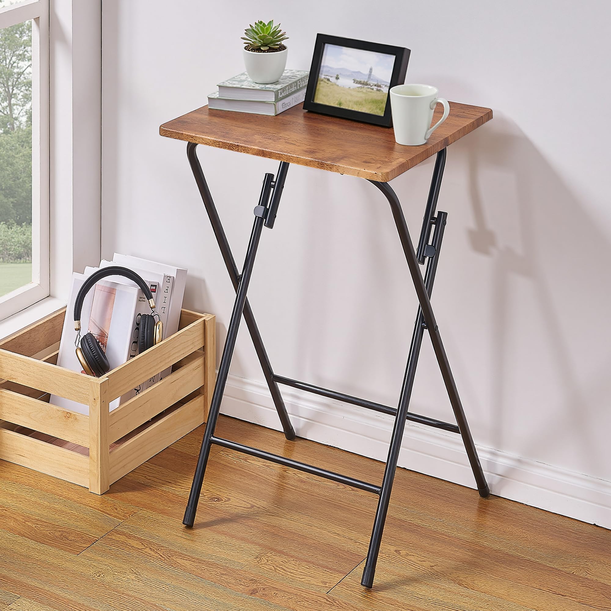 VECELO テーブル ミニ 折りたたみ サイドテーブル 幅50×奥行45×高さ70cm 簡易机 折り畳みテーブル 事務机 多機能コーヒーテーブル 折りたたみ机 在宅勤務