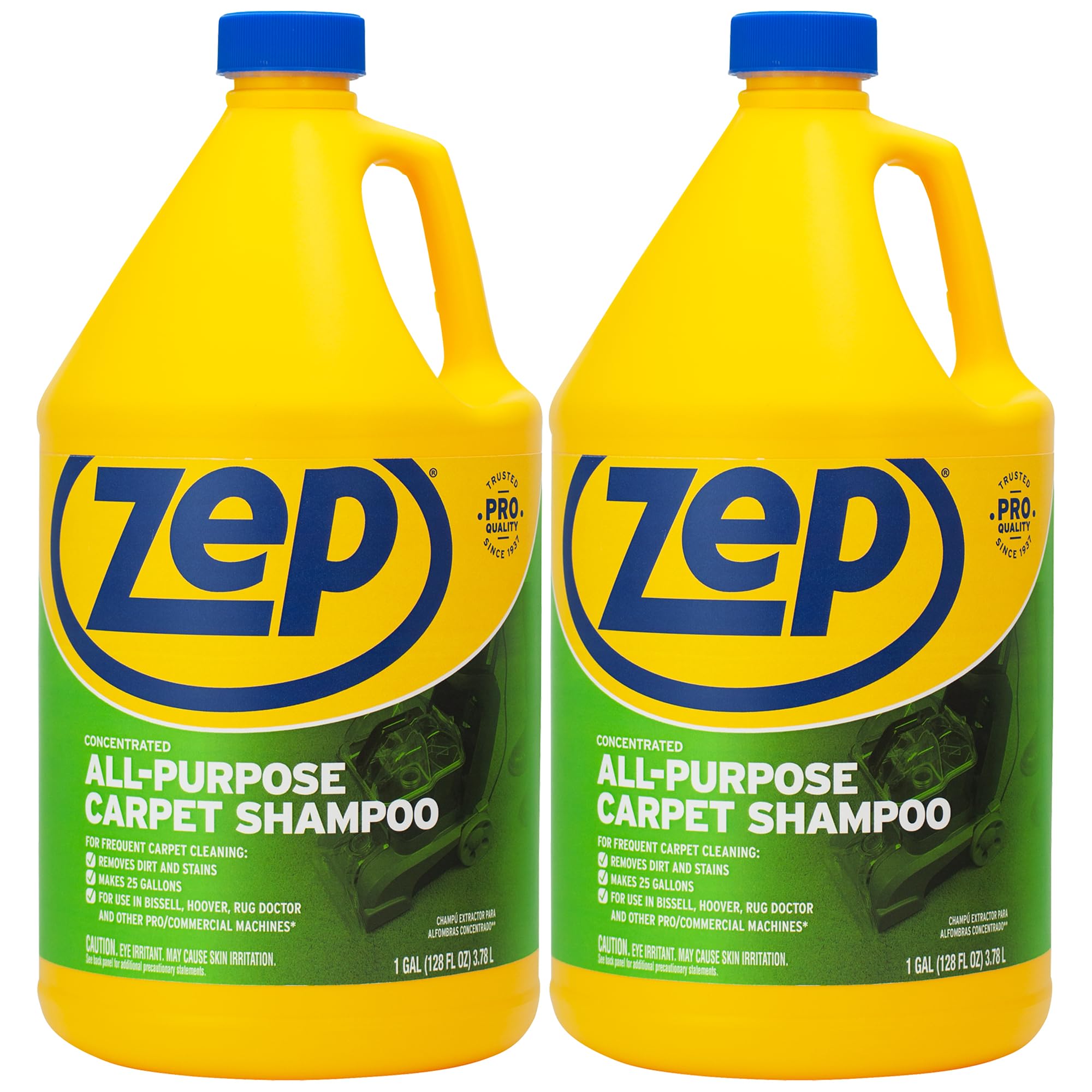 Zep All-Purpose Carpet Shampoo Concentrate Cleaner - 1 Gallon (Case of 2) ZUCEC128 - Professional Formula Removes Dirt and Stains