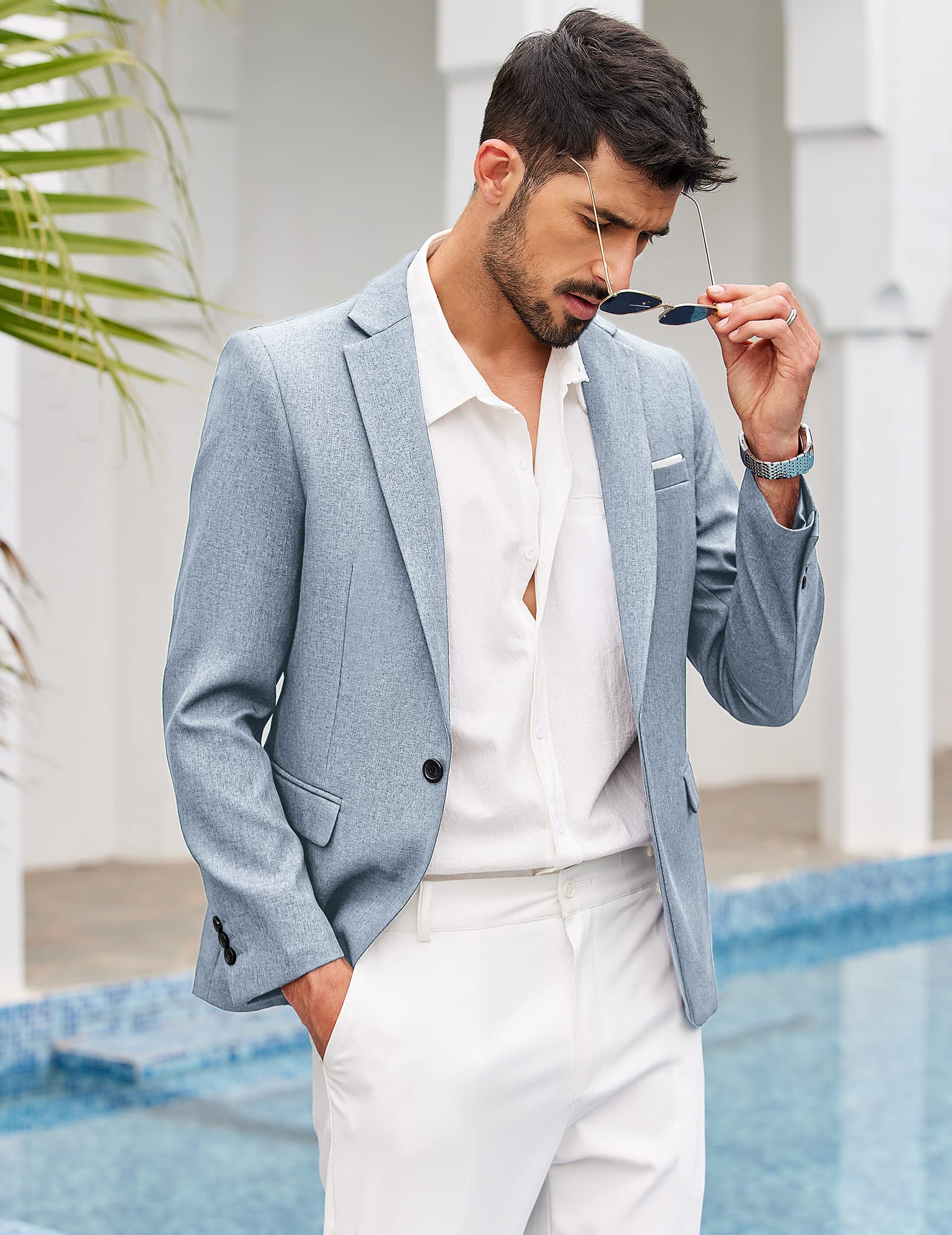 Coofandy - Giacca sportiva casual da uomo, leggera, con bottone singolo