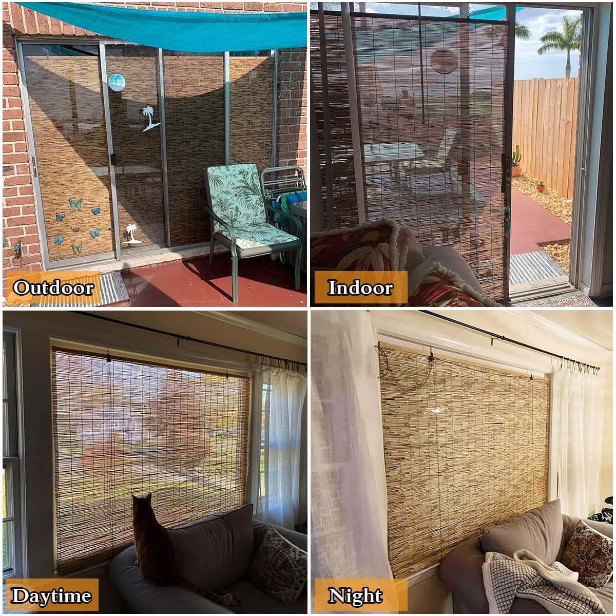 Outdoor Bambusrollo Wetterfest Sichtschutz, Sonnenschutz Bambus Rollos, 60 80 90 100 110 120 130 140 150 160cm Breite Bambus Jalousie, für Balkon Terrasse Veranda Pergola (Size : W140xH280CM)