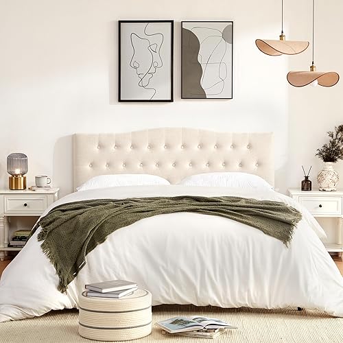 Miniatura 3 de Cabecera Tapizada Capitoné Tamaño Individual, Cabecera de Madera Maciza Twin XL Resistente y Duradera, Cabecera de Tela con Altura Ajustable de 37