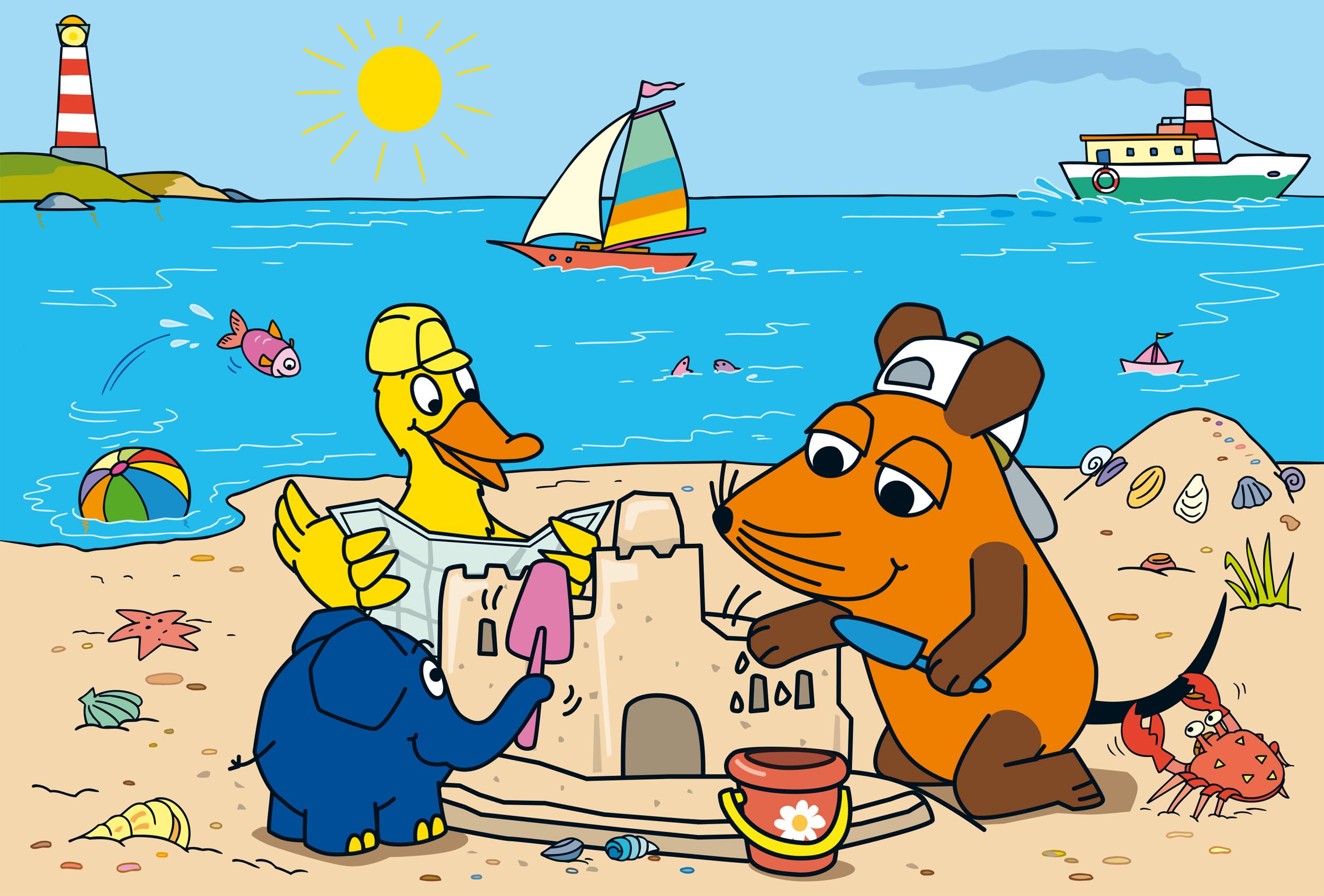 Schmidt Spiele GmbH-Sendung Mit Der Maus Mouse TV Schmidt Spiele Puzzle 56212, Colore Blu, Gute Freunde, 3x24 Teile