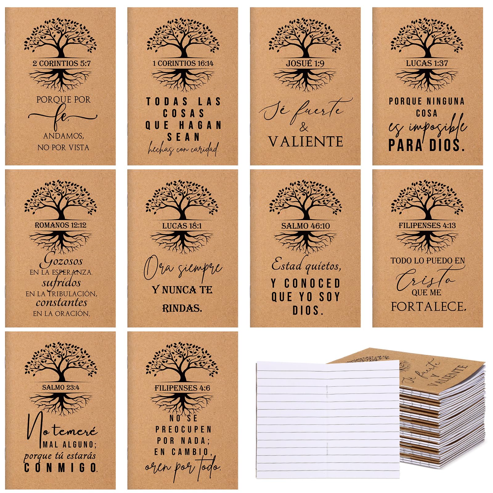 Kosiz 50 Pcs Spanish Christian Gifts Bulk Notepad Regalos Cristianos En Español Bible Verse Religious Notebook for Pastor Appreciation Gifts Women Men