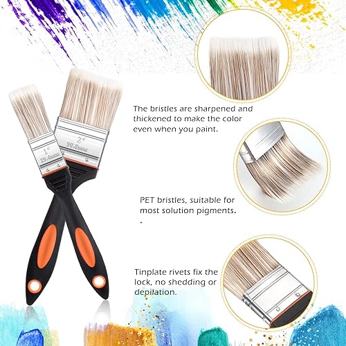 Miniatura 4 de Juego de 5 cuchillos de pintura, pincel mezclador de fondo y abanico para artista, cuchillo de paleta de acero inoxidable de 2 pulgadas y 1 pulgada,