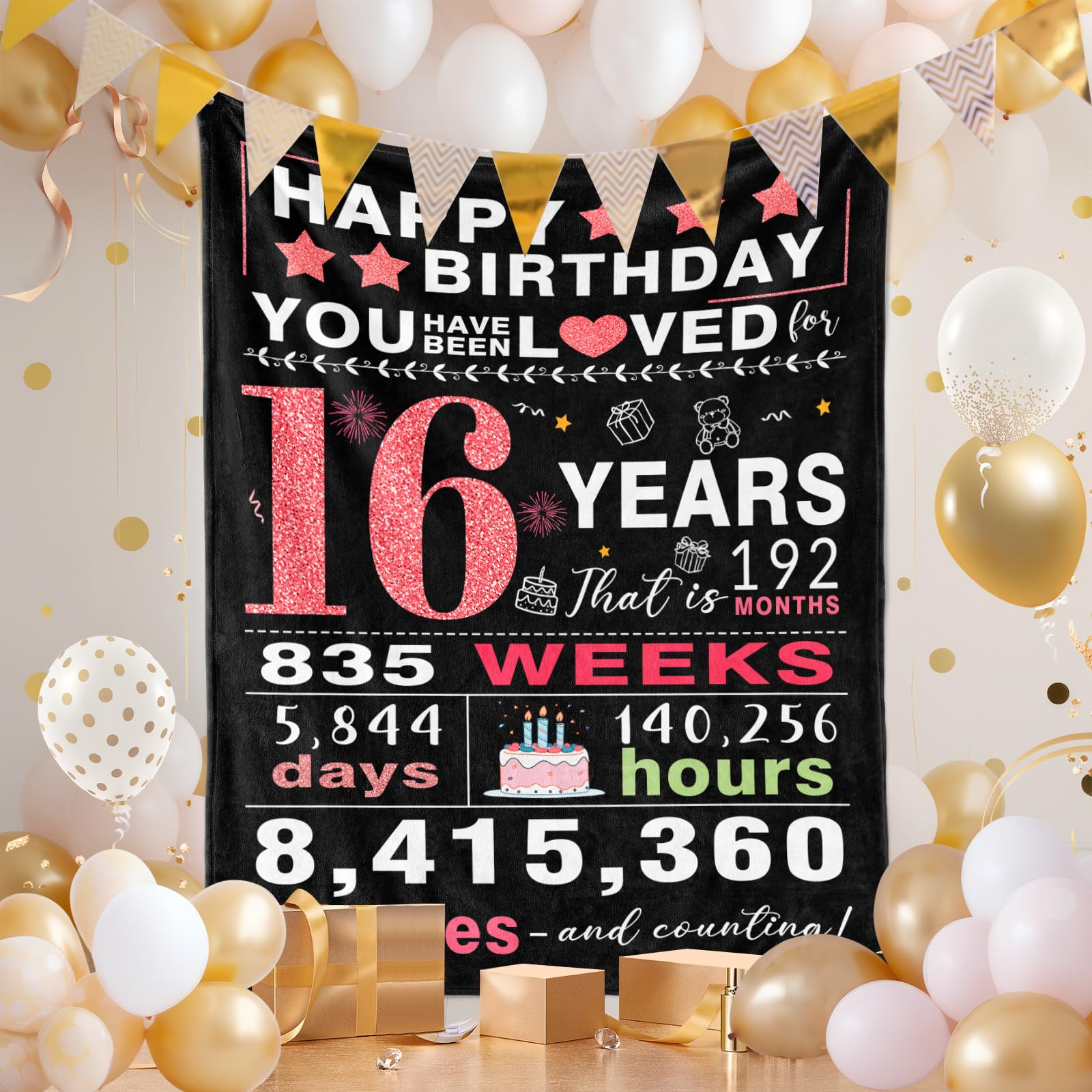 Sweet 16 Gifts for Girls - 16th Birthday Gifts for Girls - 16 Year Old Girl Gift - 16th Birthday Decorations for Girl - Sixteen Bday Gift for Daughter Granddaughter Niece Sister Ideas Blanket 50"x60"