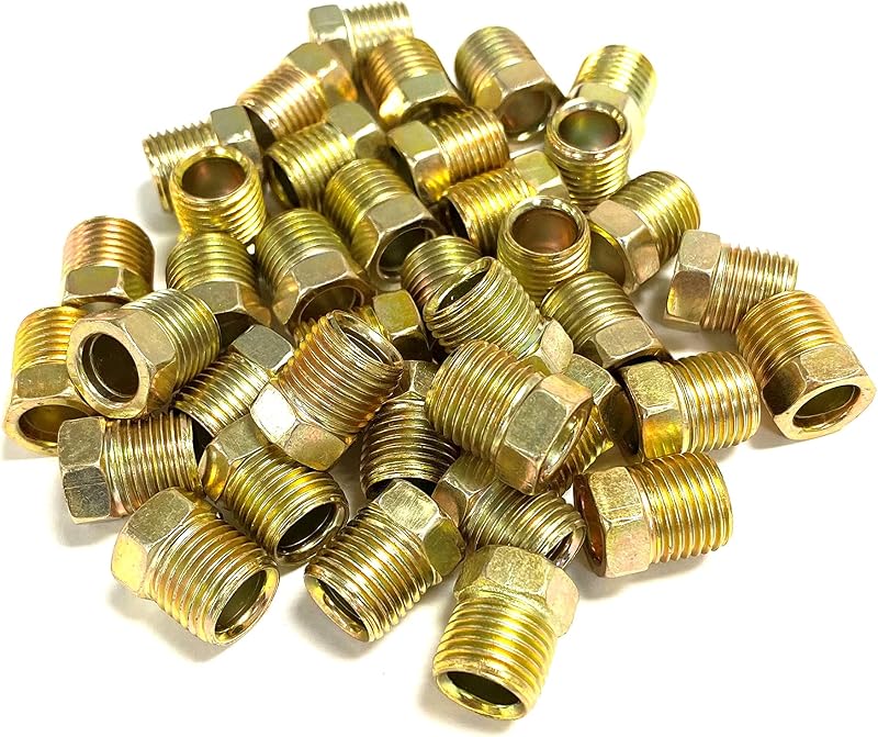 Porcas de tubo de aço com flare invertido The Stop Shop para tubo de 5/16" e rosca 1/2"-20 – Pacote com 50