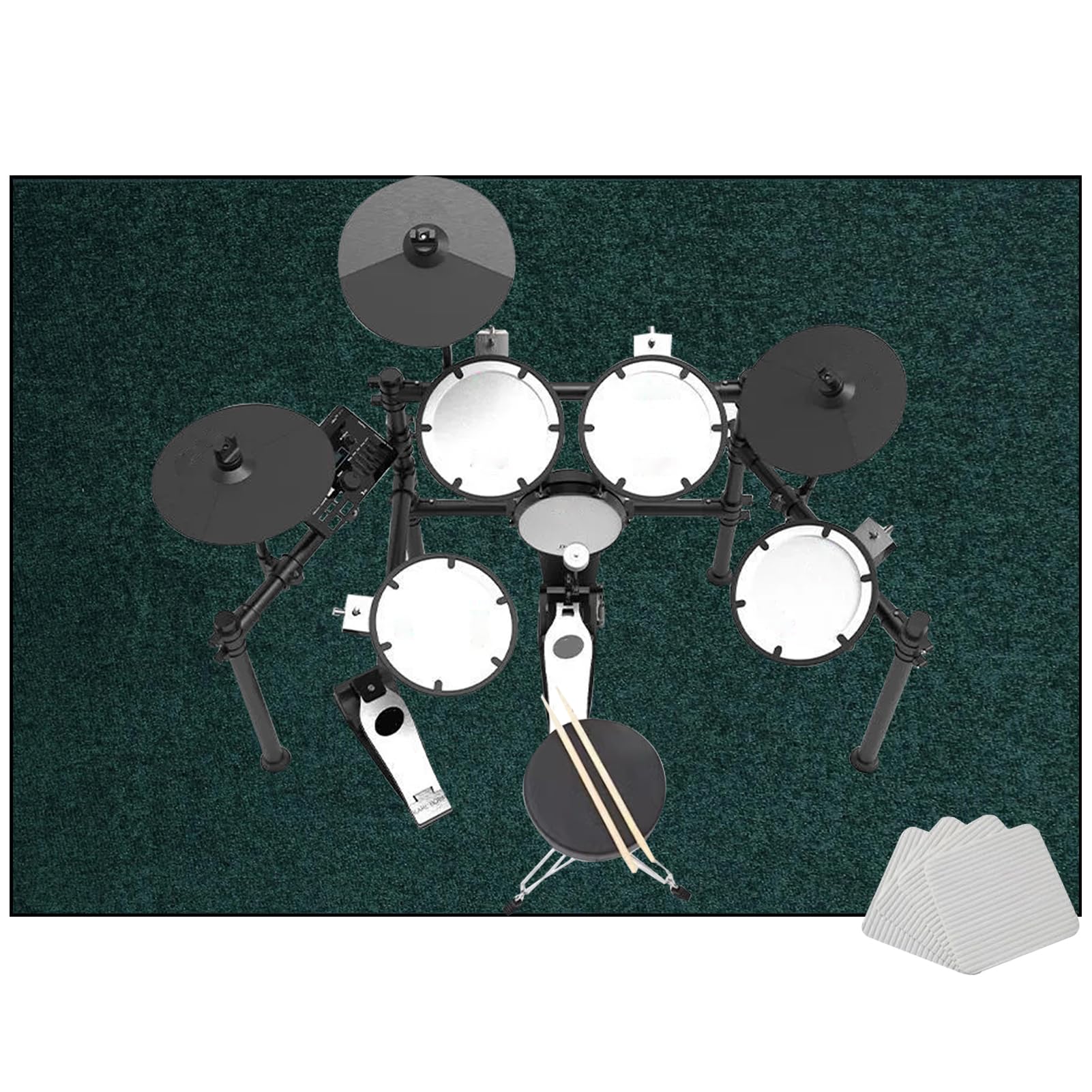 Tappeto antiscivolo per batteria, insonorizzato, per strumenti acustici ed elettronici, ideale per sale di registrazione, 160 x 140 cm