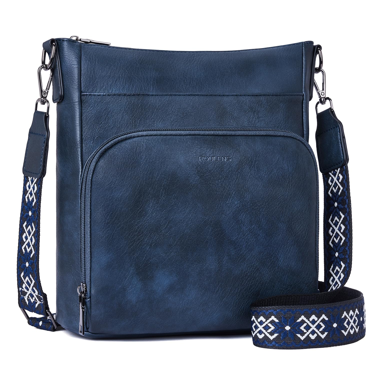 Roulens Umhängetaschen für Damen, Weiches Veganes Leder Mittelgroße Crossbody Bags, Schulterhandtasche mit Reißverschluss Geldbörsenfach auf der Vorderseite