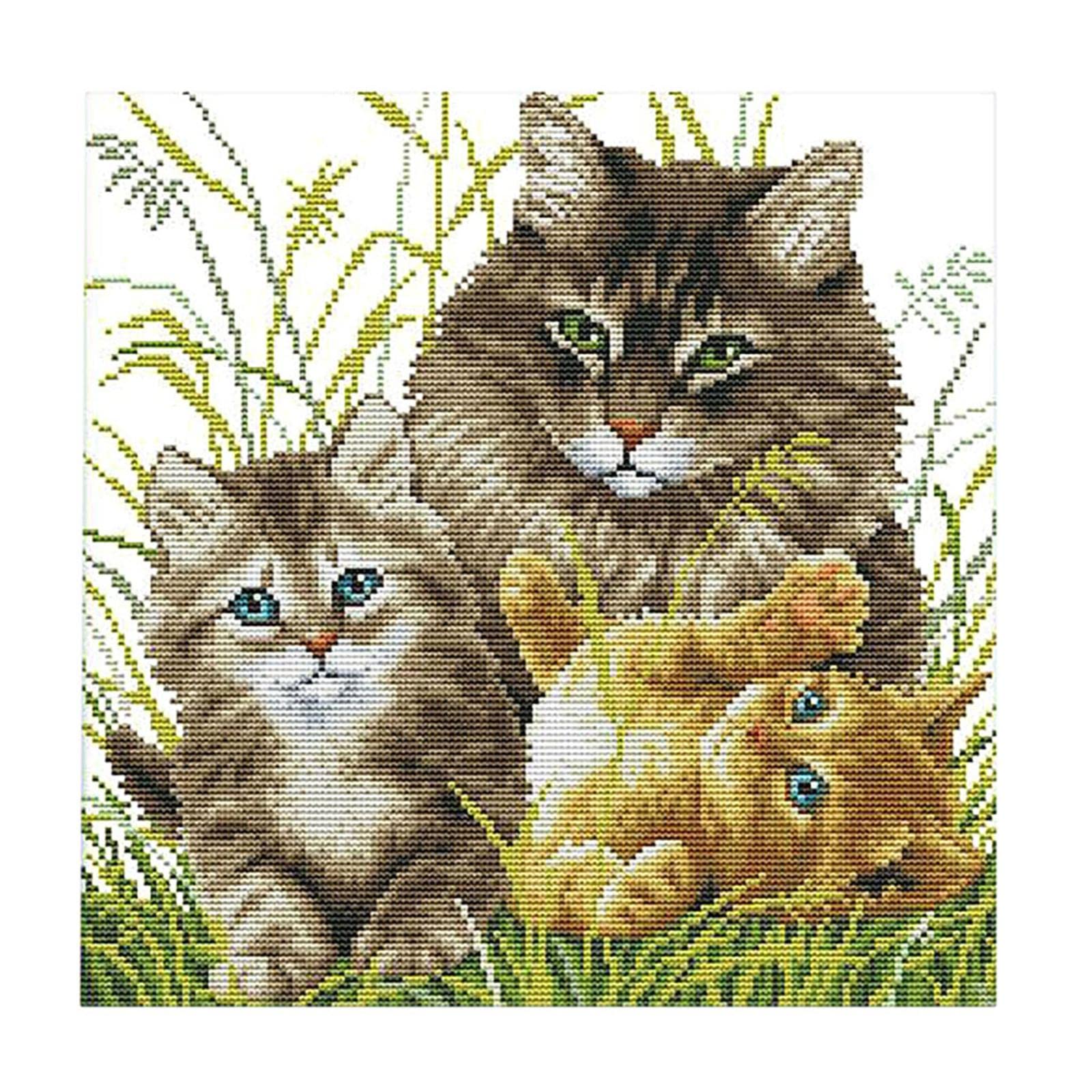 LOOM TREE DIY Needlwork Stamped Cross Stitch Embroidery Kit - Cat Pattern 14CT 34x34cm Needlecrafts & Yarn | Embroidery & Cross Stitch | Hand Embroidery Kits | Cross Stitch Kits-picture-28