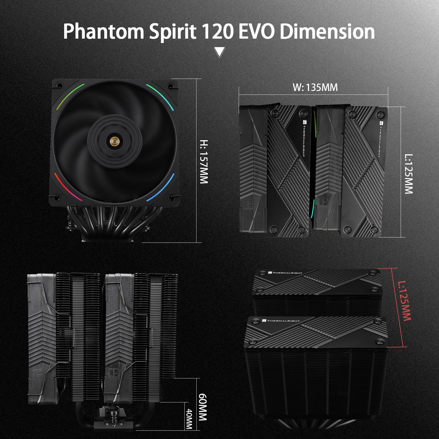Thermalright Phantom Spirit 120 EVO - Chłodnica Procesora, 7 Rurek Cieplnych (6 mm), Chłodzenie Komputera Dual PWM, Prędkość 2150 obr./min, Do AMD AM4/AM5, Intel 1700/1150/1151/1200/17XX/2011