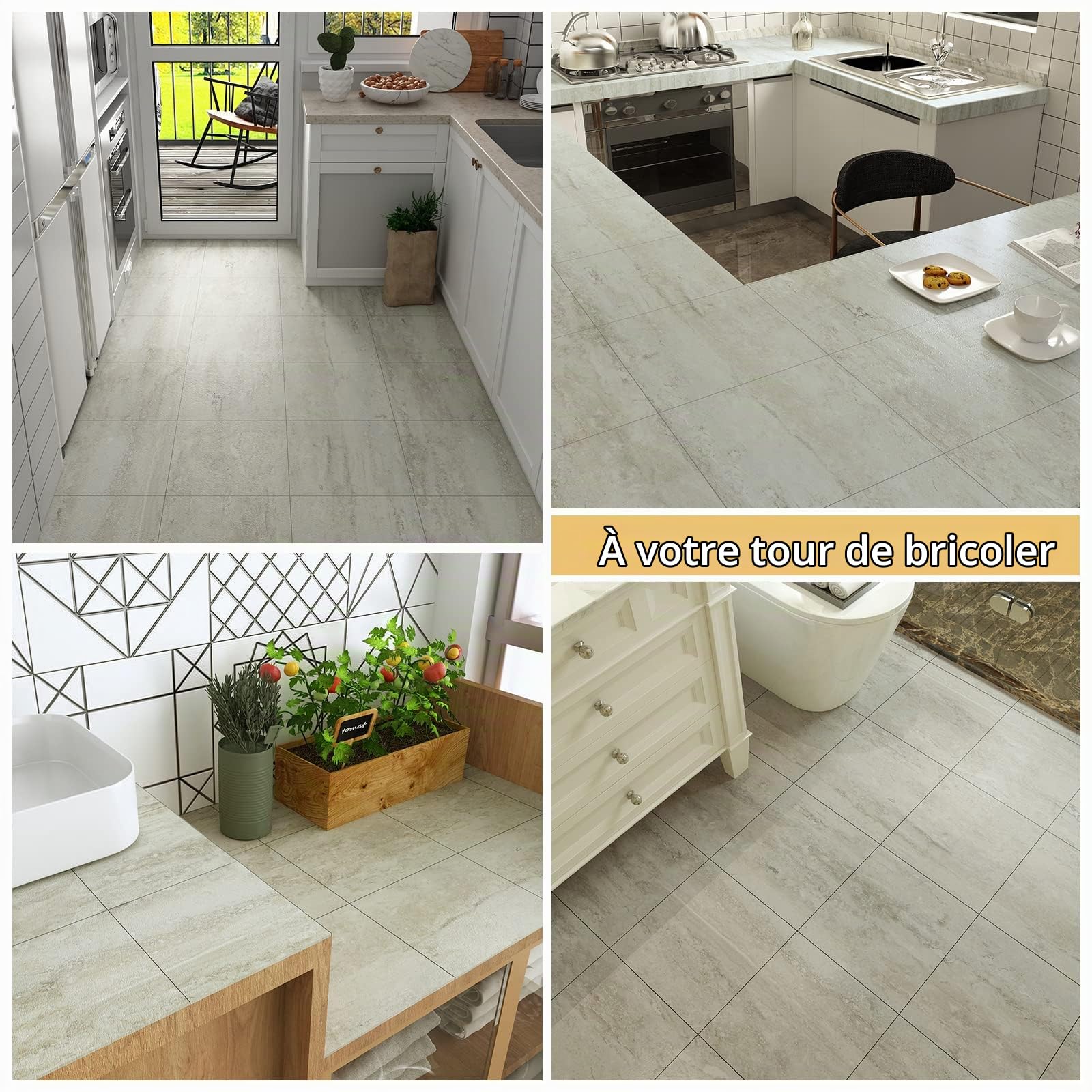 VEELIKE Dalle PVC Adhesive Sol Effet Béton 24 Pièces Stickers Carrelage Adhesif Sol Ciment Gris Salle de Bain Salon Carrelage Adhesif Cuisine Imperméable Dalle PVC Garage Amovible 30 cm x 30 cm