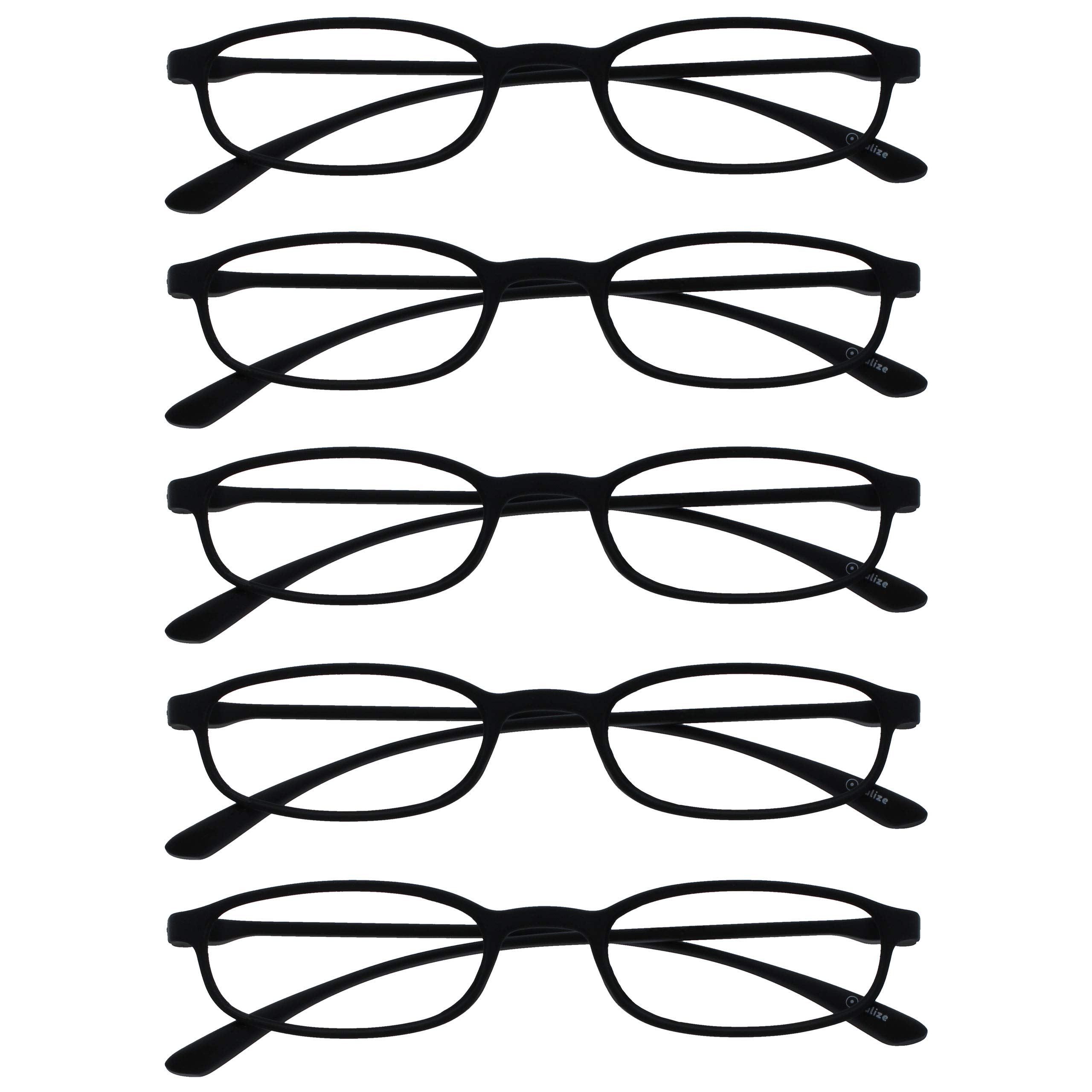 Opulize Fly Gafas de Lectura Pack de 5 Montura Estrecha Ultra Pequeña Ligera Flexible Plegable Negro Mate Lentes Resistentes a Arañazos Unisex Hombre Mujer RRRRR67-1 +2.50