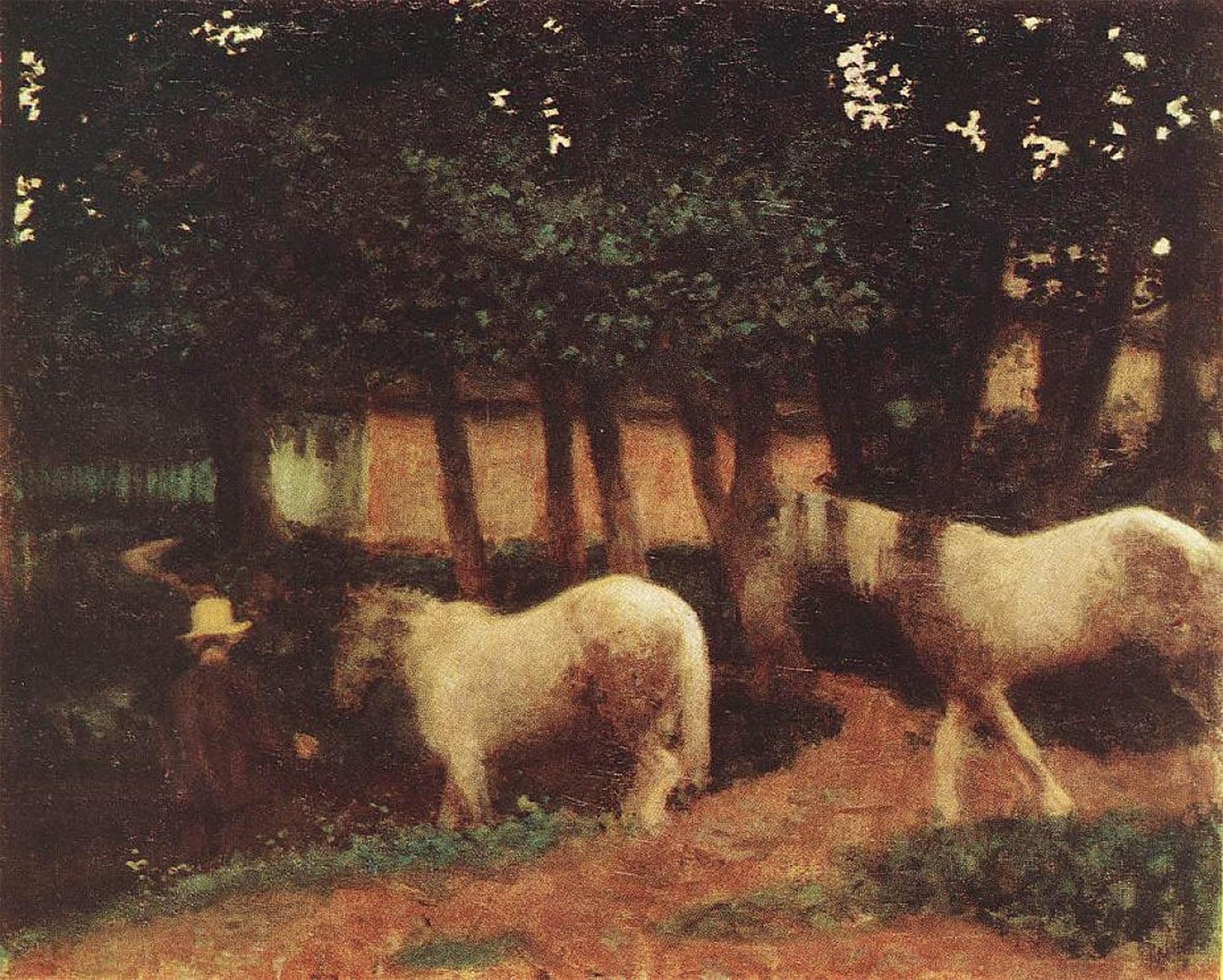 SERENDIPITP Abstract Painting Mural Print Picture Wall Decor Painting Evening Mood with Horses by Károly Ferenczy Vintage Wall Artwork for Home Decor 60x90cm
