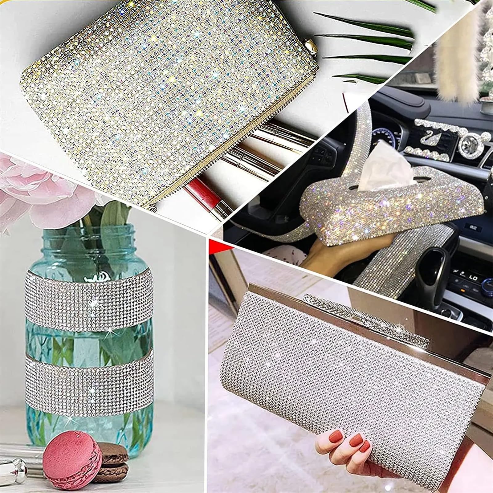Diamanten linten zelfklevende kristallen strass sticker diamant lint doe-het-zelf sticker steentjes kunst ambachten auto telefoon decoratie (kleur: roze, maat: 4 rij (8 mm
