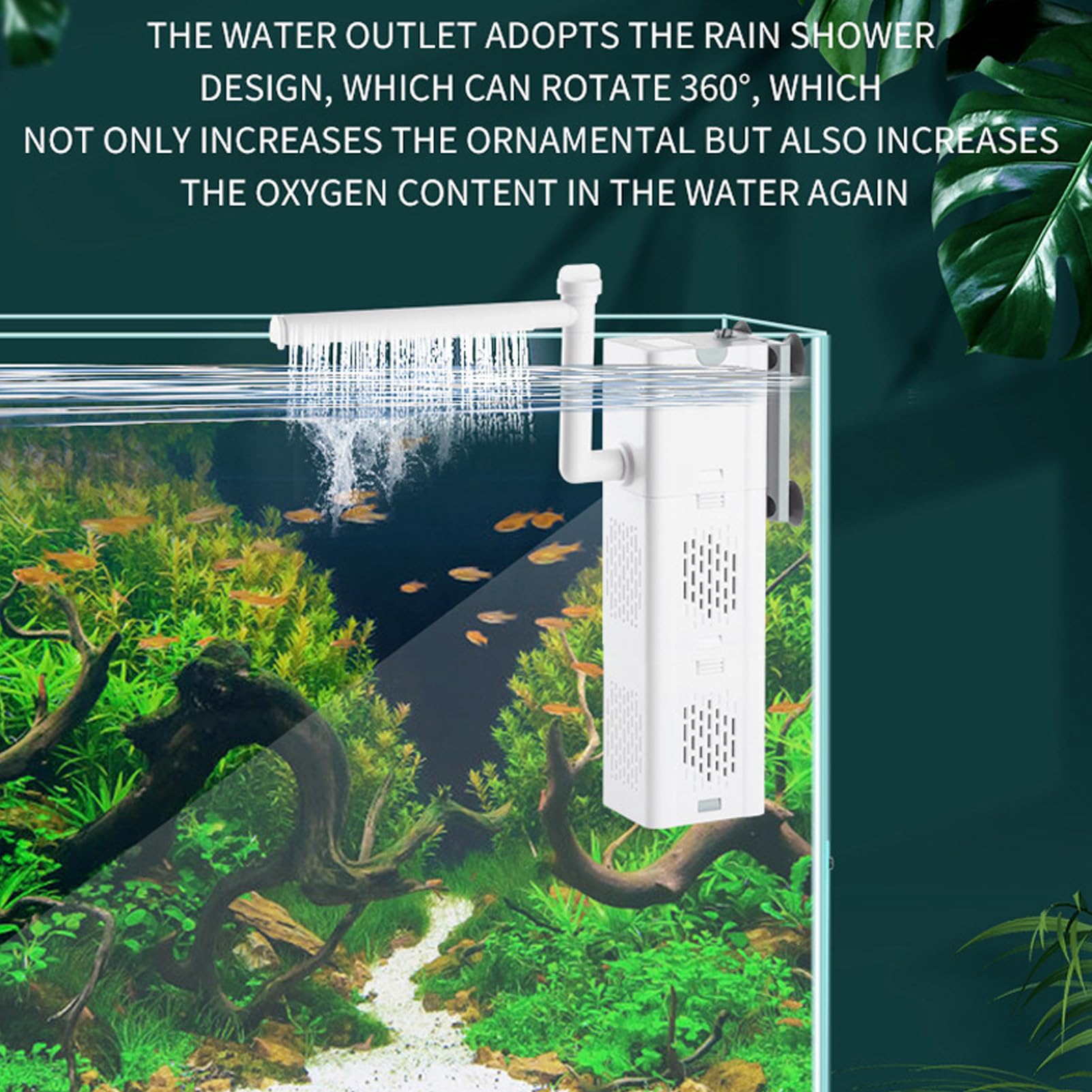 Brrnoo 25W Submersible Aquarium Filter for Fish Ta nk, Internal Filter with Water Circulation and Filtration System for Freshwater and Saltwater Environments (US Plug 110V)