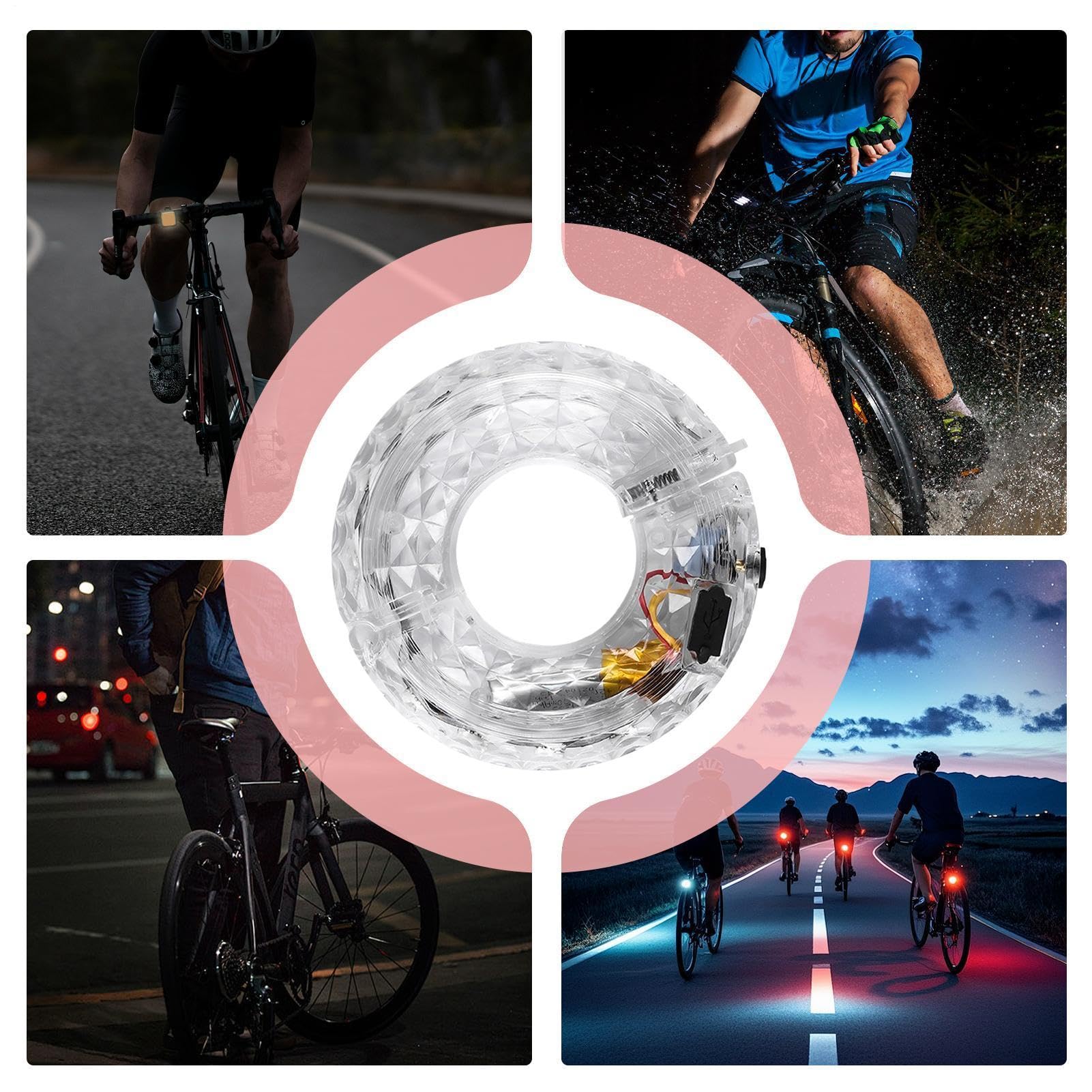 a Raggi per Bici Intelligenti - Sensore di Movimento attivato,Luce del mozzo della Ruota della Bicicletta Notturna per Bambini, Adolescenti, Adulti, Uomini, Donne, Figli,